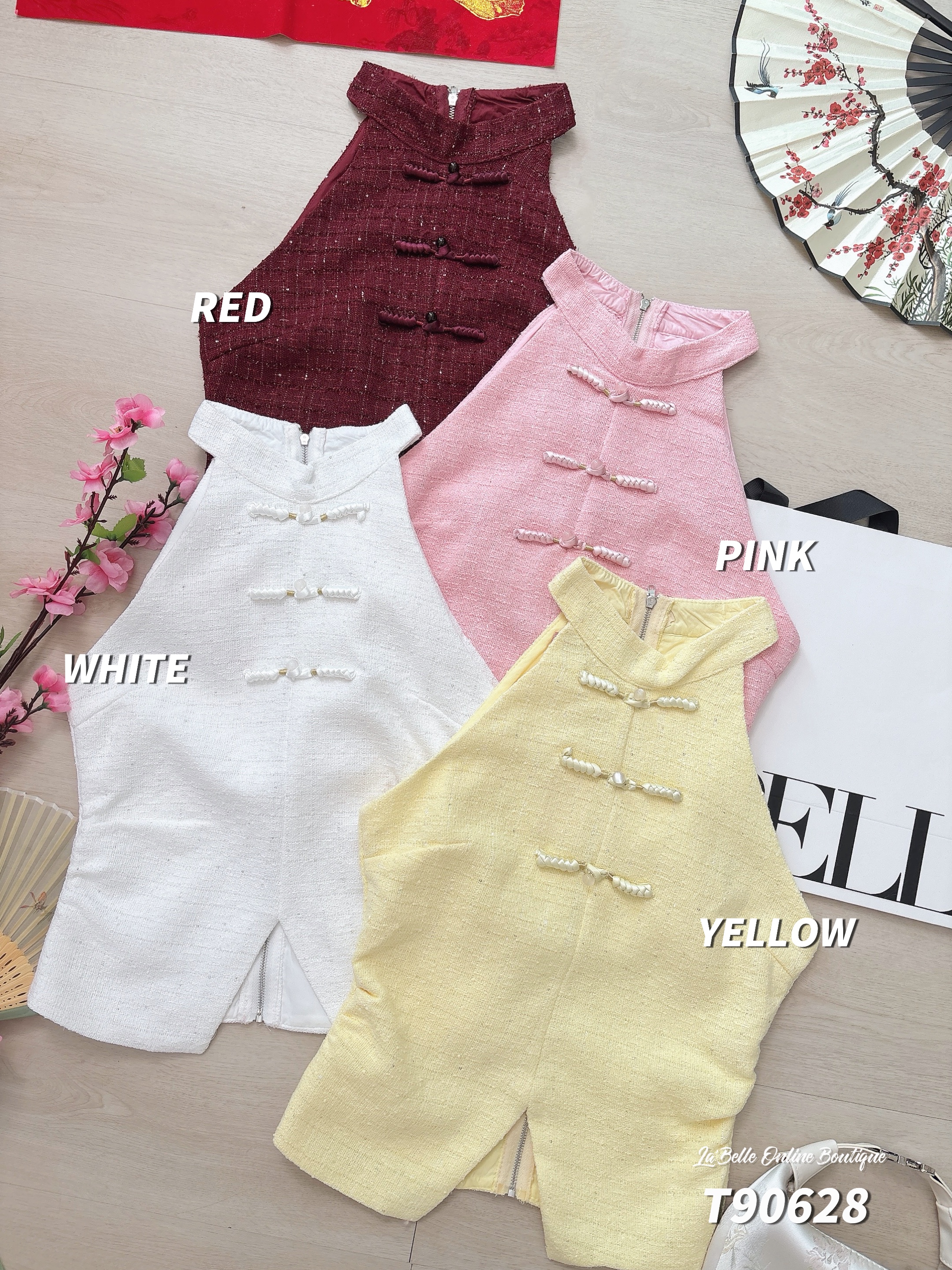 绝美小香风Bling Bling Cut-in设计旗袍上衣 (T90628)