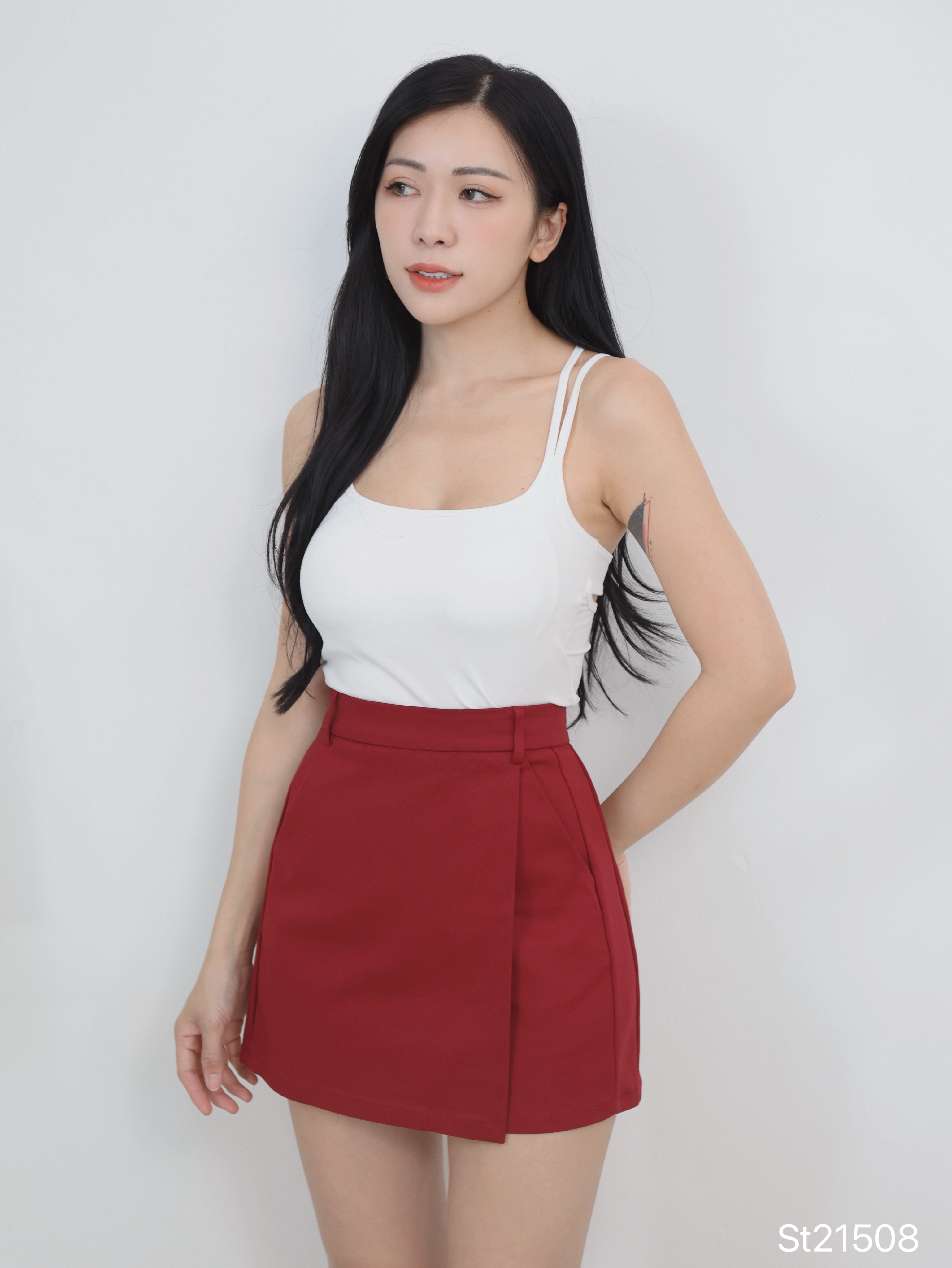 韩系包臀显瘦A字高腰裤裙 (ST21508)