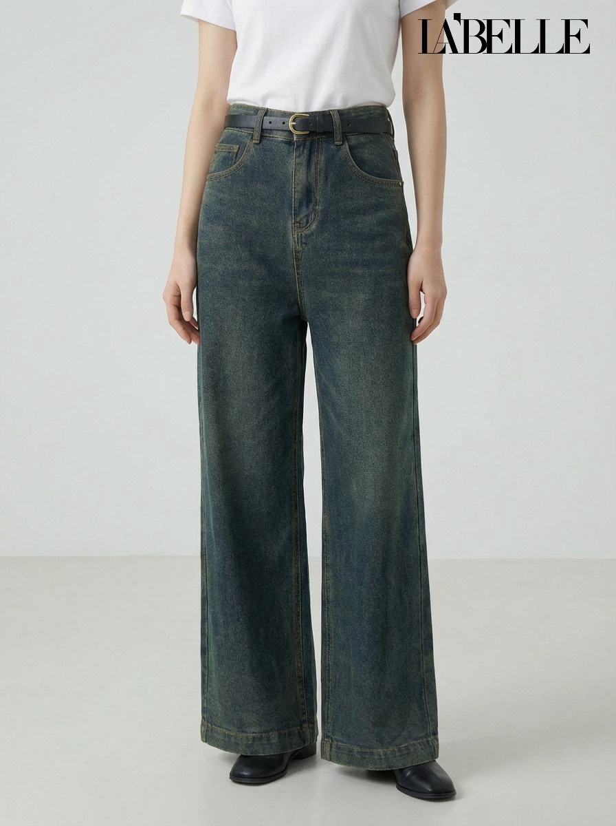 【LBP独家】百搭直筒阔腿高腰长裤 (J3578)