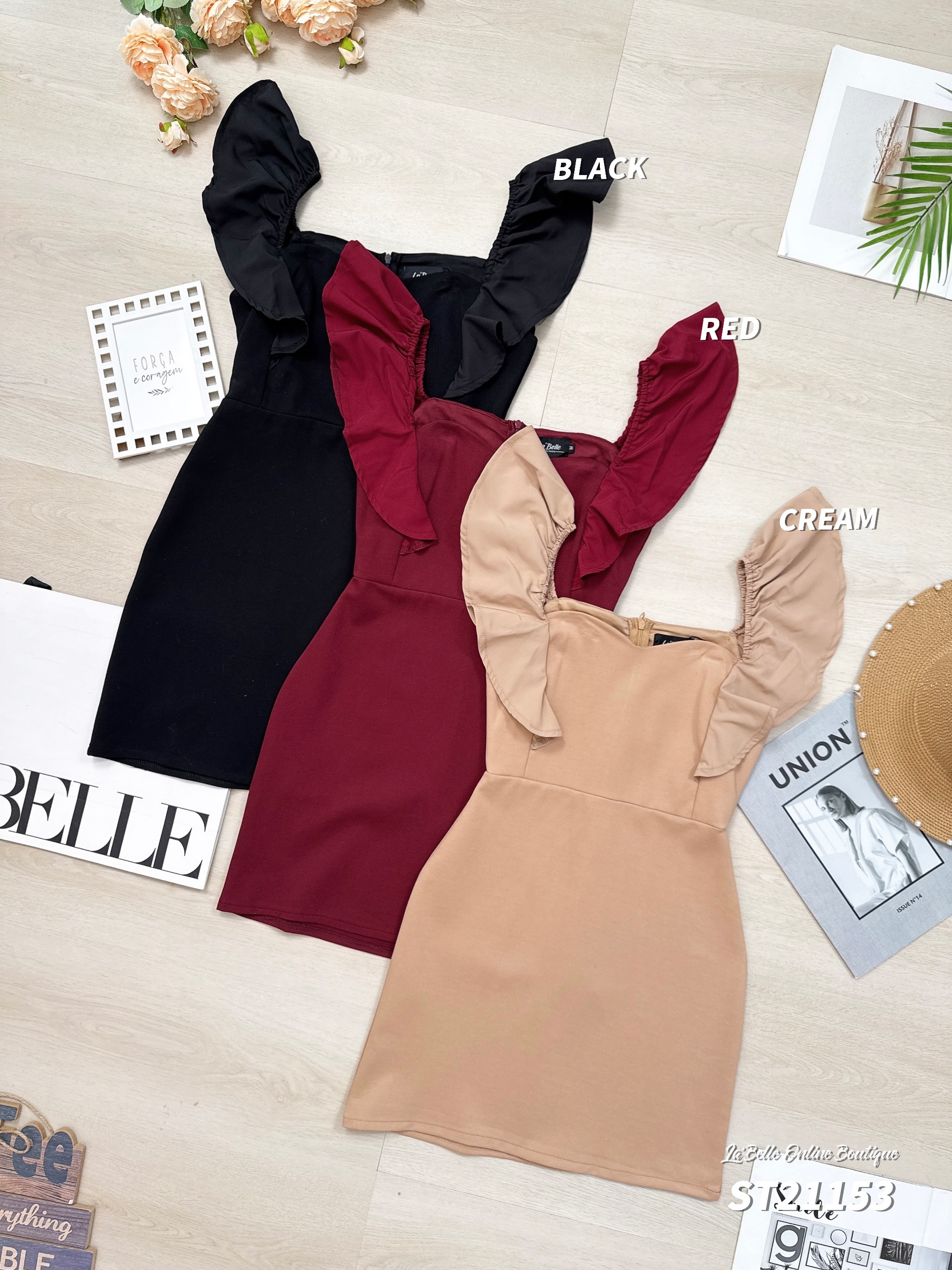 【LBP独家】性感爱心领收腰设计包臀连身裙 (ST21153) - 特价-La'Belle Fashion Boutique Sdn Bhd