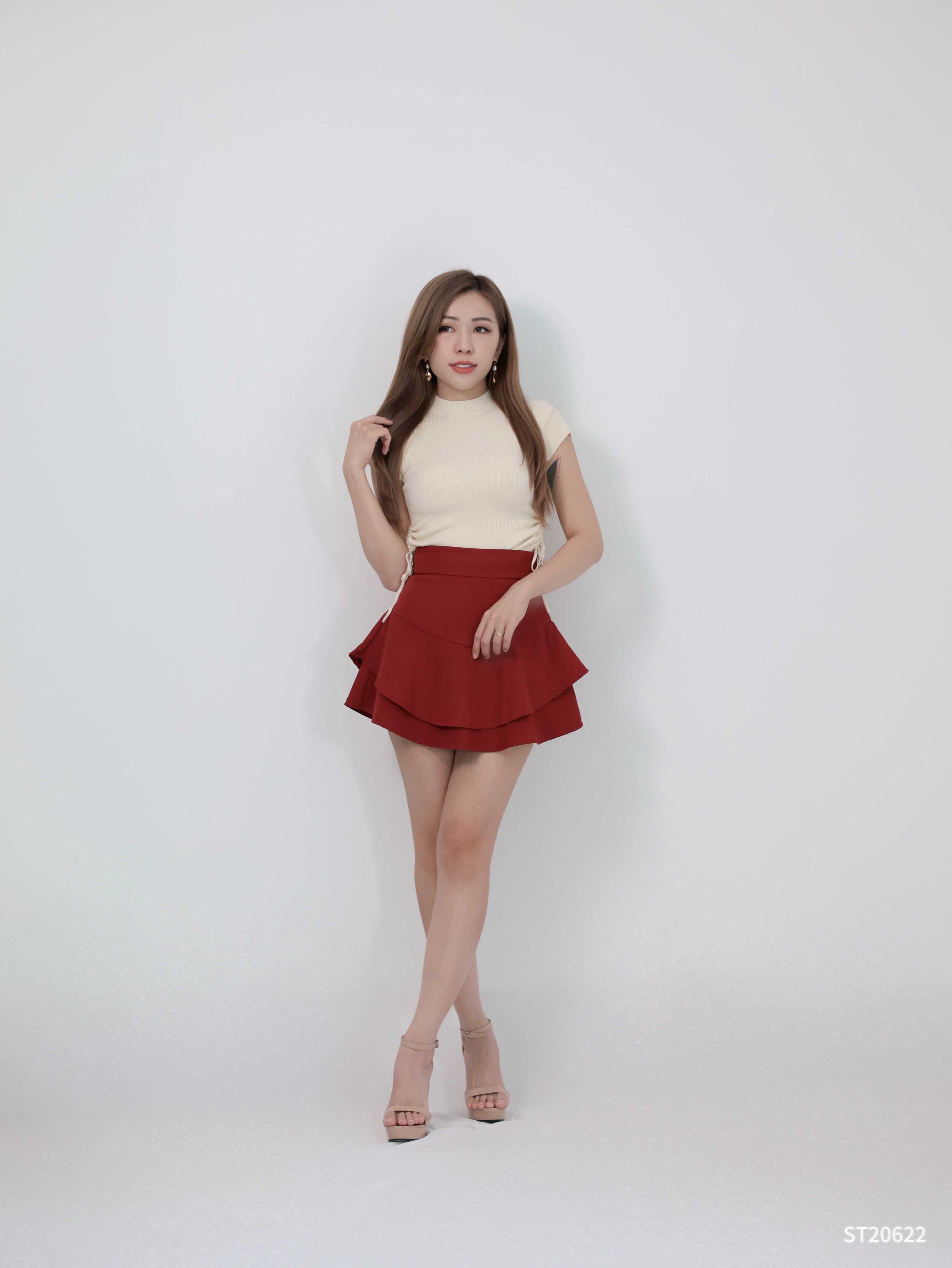 LBP独家甜美多色系高腰双层蛋糕裤裙（ST20622）