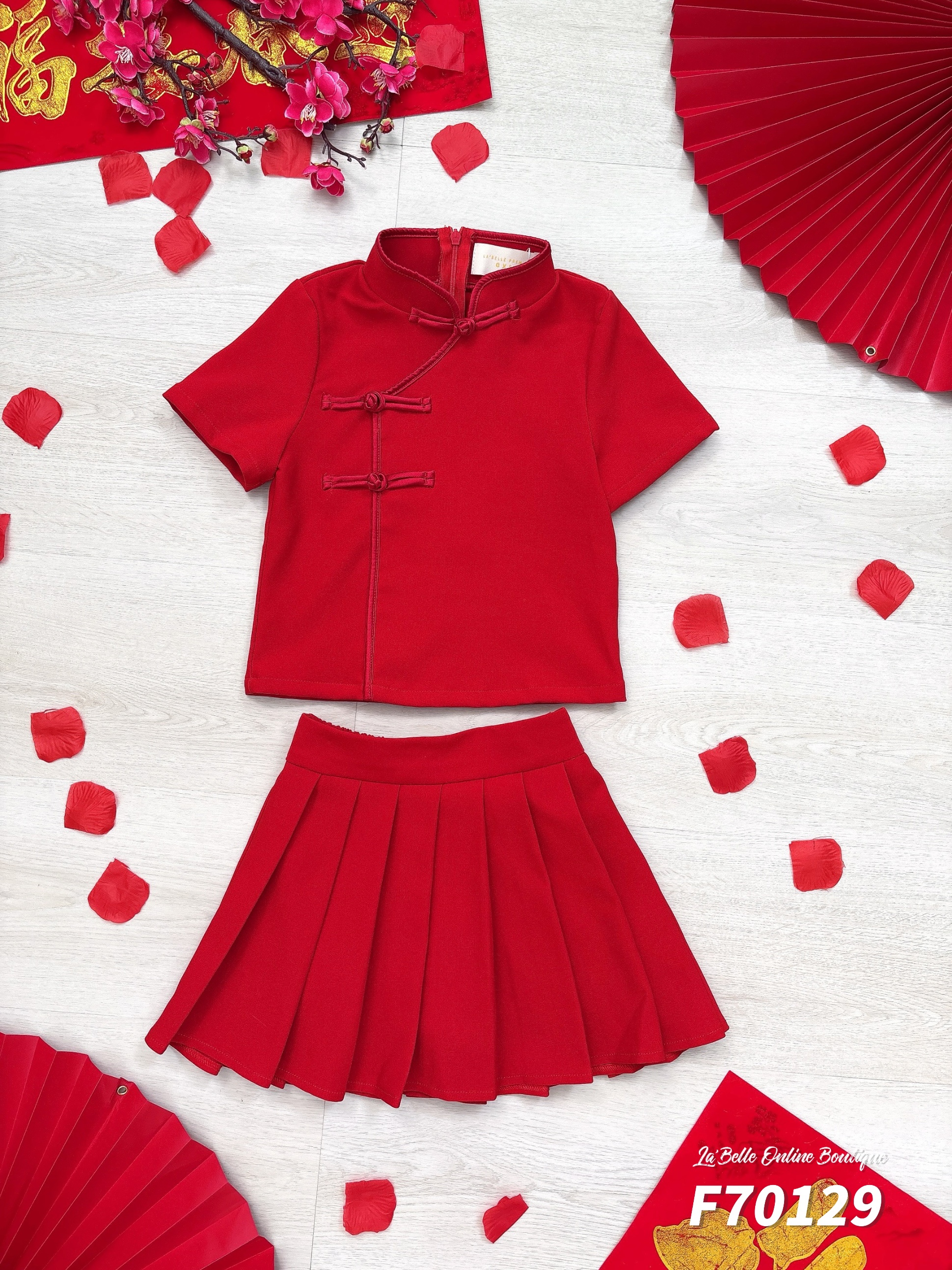 【LBP亲子系列-红运当头】简约改良版旗袍两件套【女童款】(F70129)-La'Belle Fashion Boutique Sdn Bhd