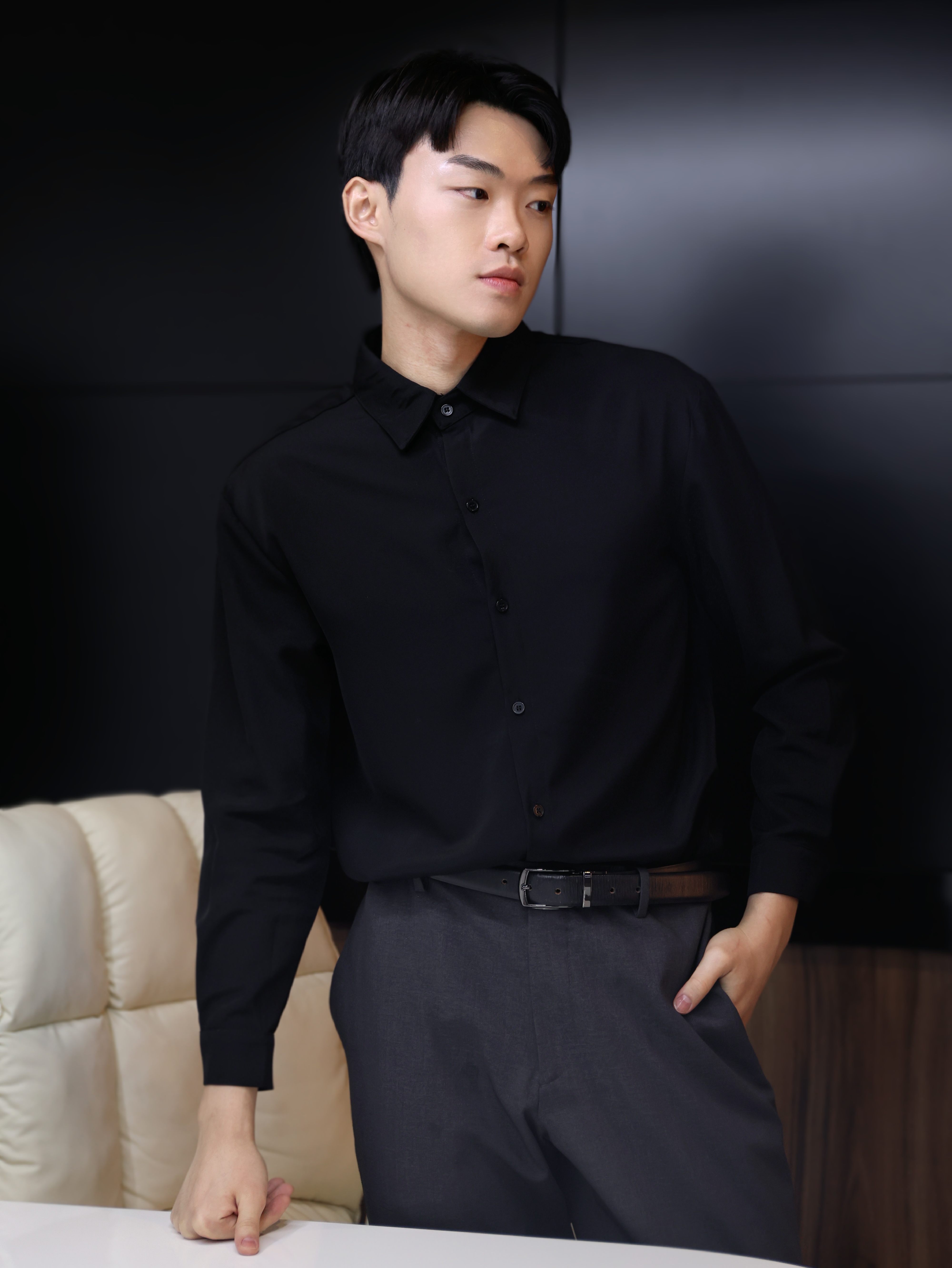 【STICKMEN】Elite 高级感纯色透气长袖上衣 (SM100102 BLACK)-La'Belle Fashion Boutique Sdn Bhd