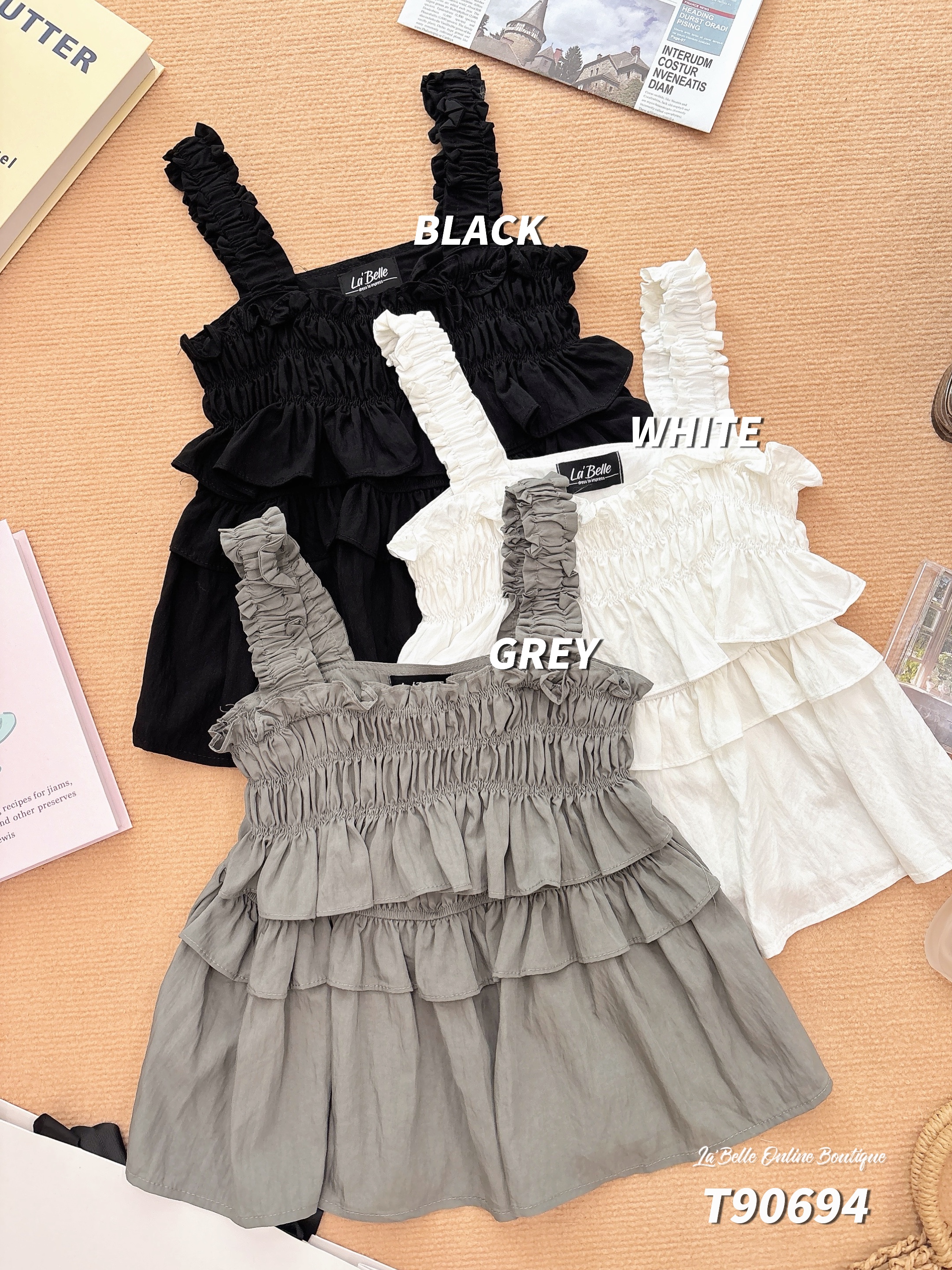 法式层次感荷叶边设计宽松上衣 (T90694)