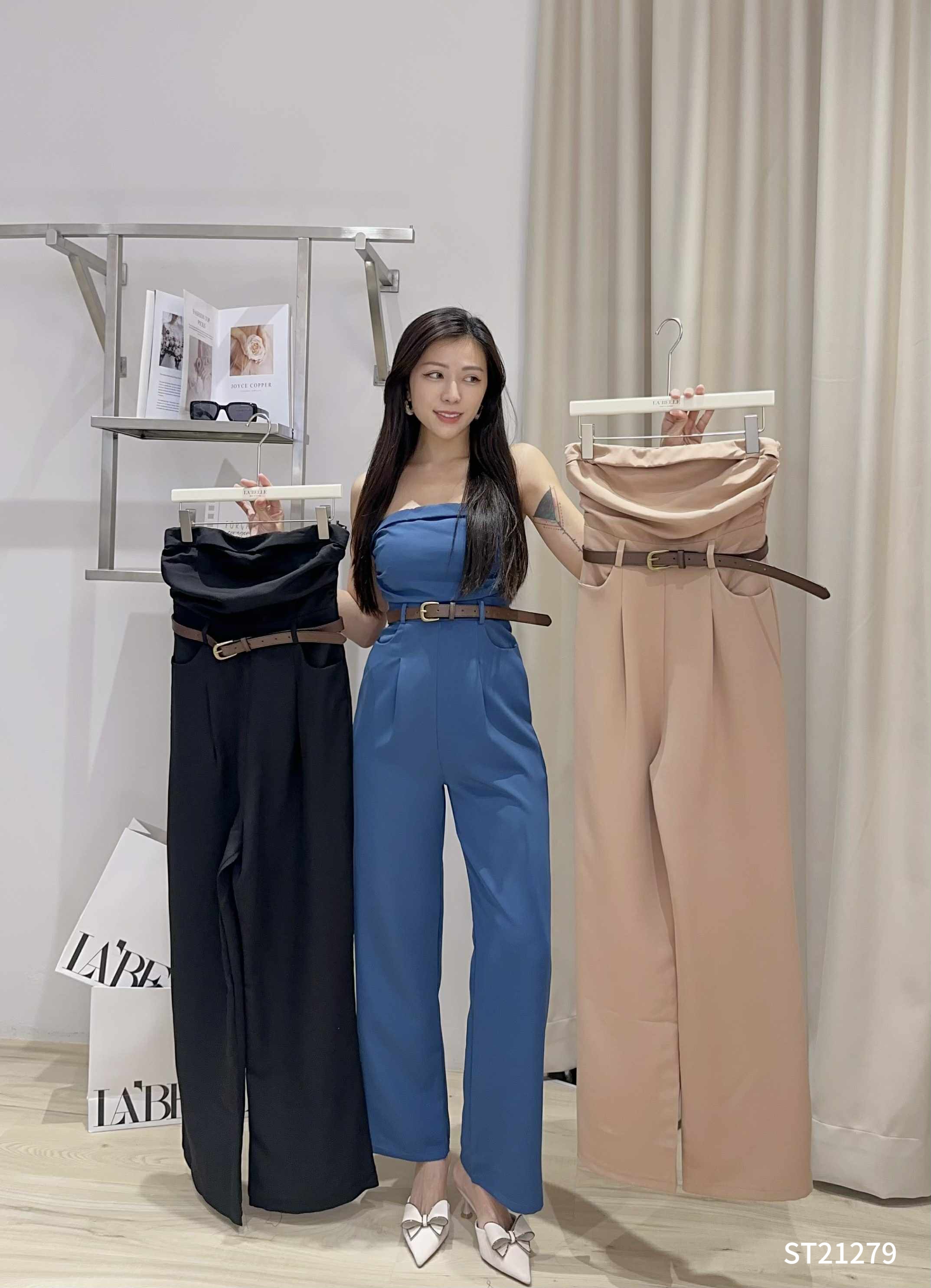 【LBP独家】设计感小众高腰抹胸连身长裤 (ST21279)