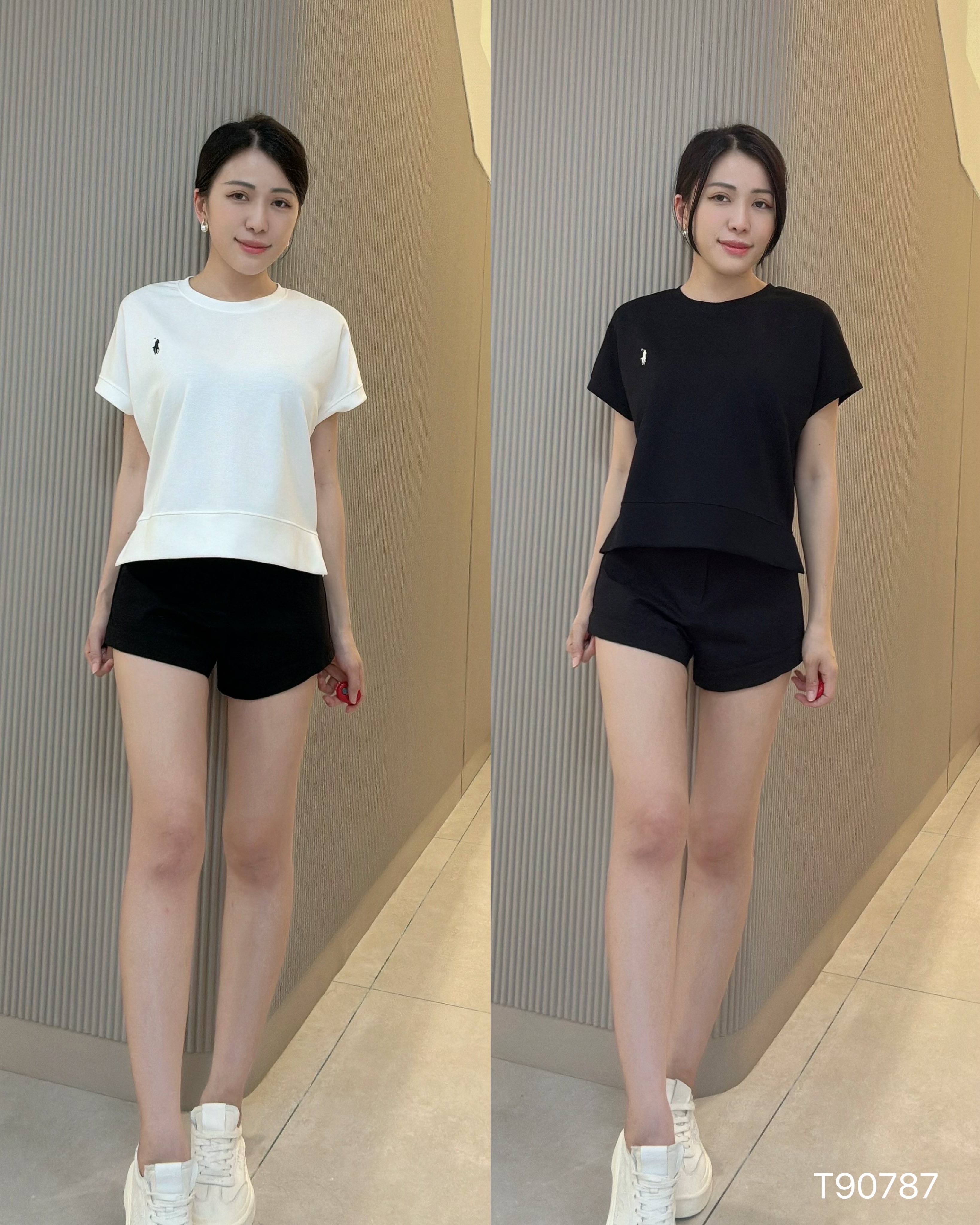 美式休闲风双侧开叉设计刺绣上衣(T90787)