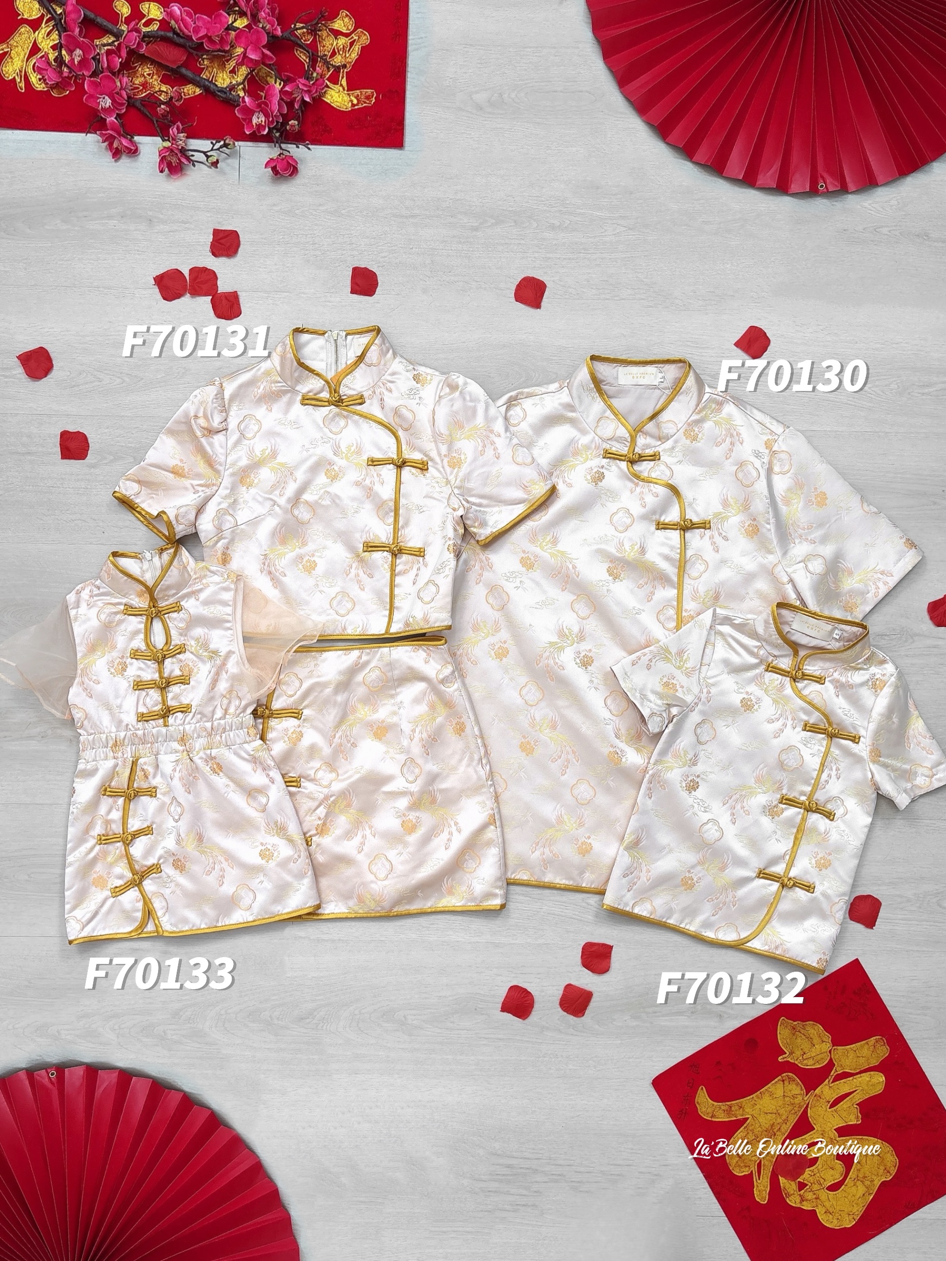 【LBP亲子系列-凤舞云霞】时尚改良版凤凰图旗袍两件套【妈妈款】 (F70131)-La'Belle Fashion Boutique Sdn Bhd