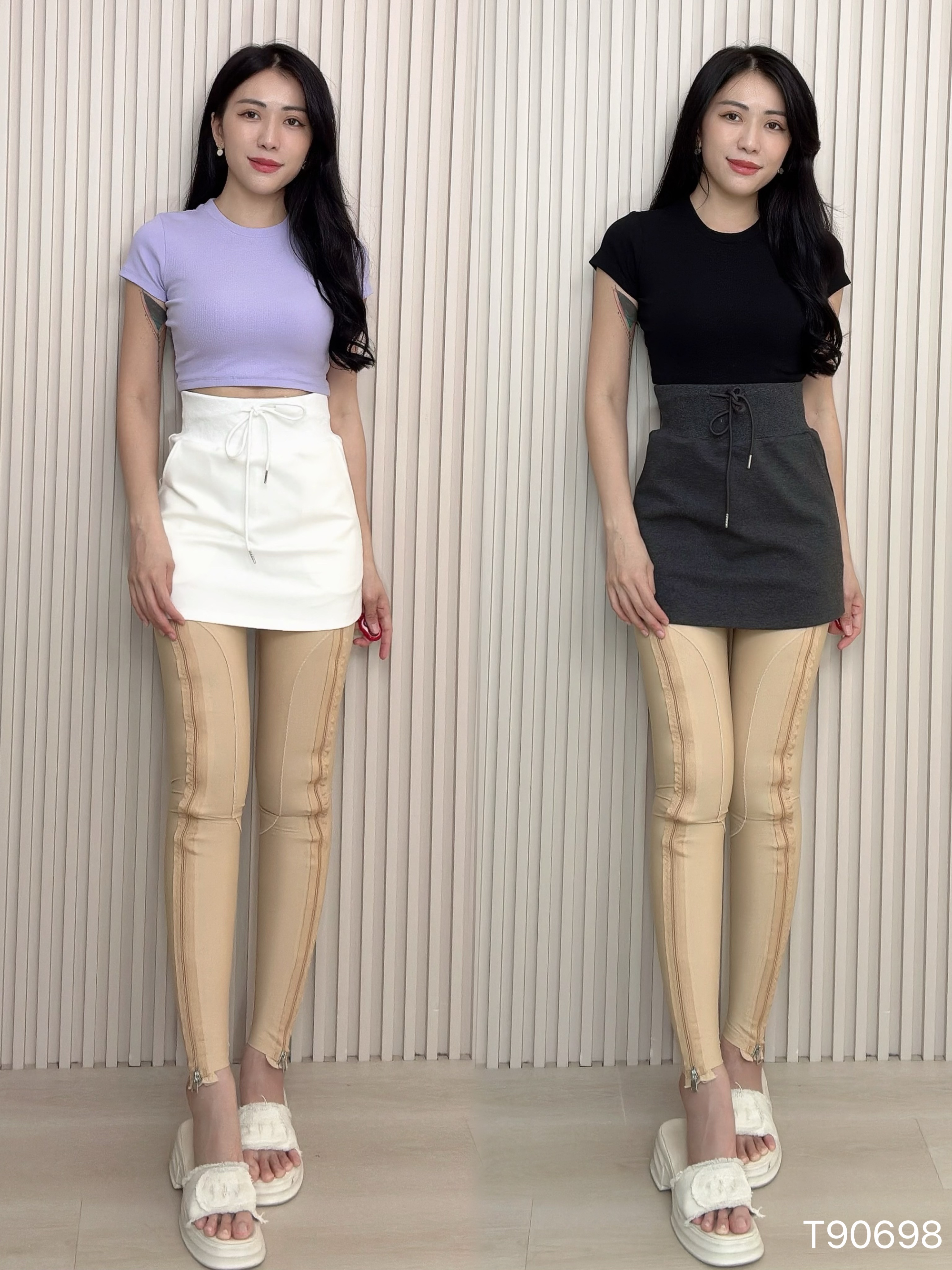 基本款纯色露脐短款上衣 (T90698)