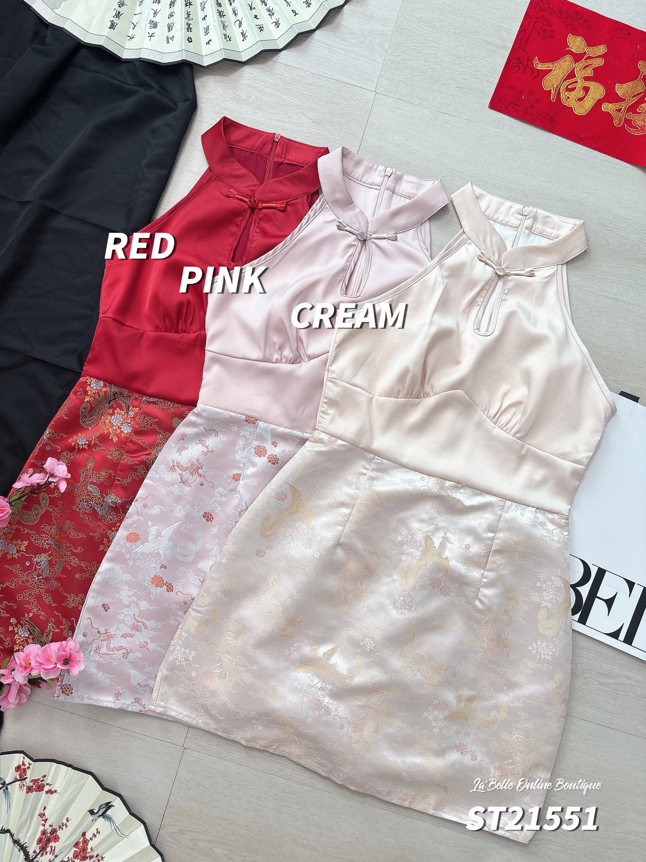 高级感Cut-In收腰设计旗袍 (ST21551)