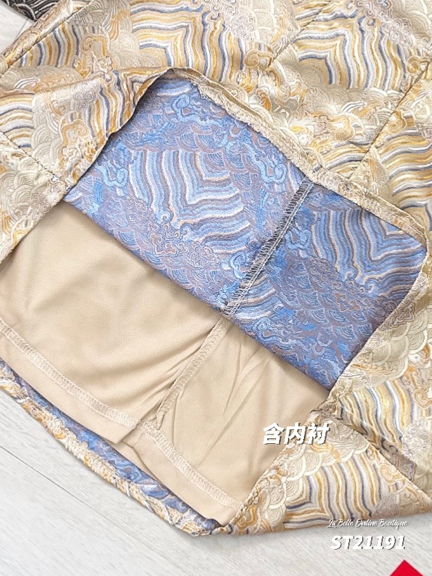 【LBP GXFC 独家新年系列-小龙蜕鳞】高端褶皱设计云海岸纹旗袍 (ST21191)-La'Belle Fashion Boutique Sdn Bhd