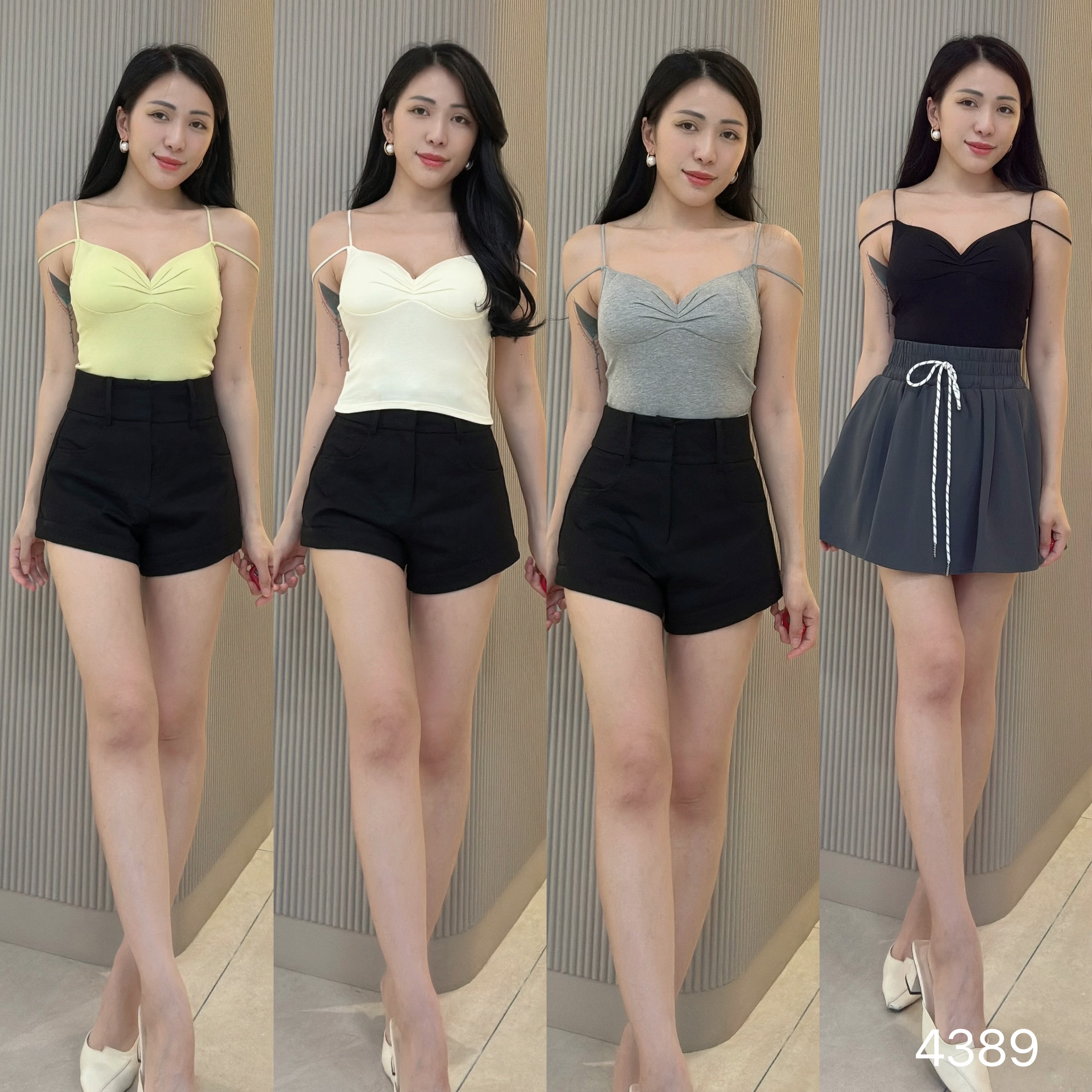 性感V领交叉美背设计细带内搭 (4389)