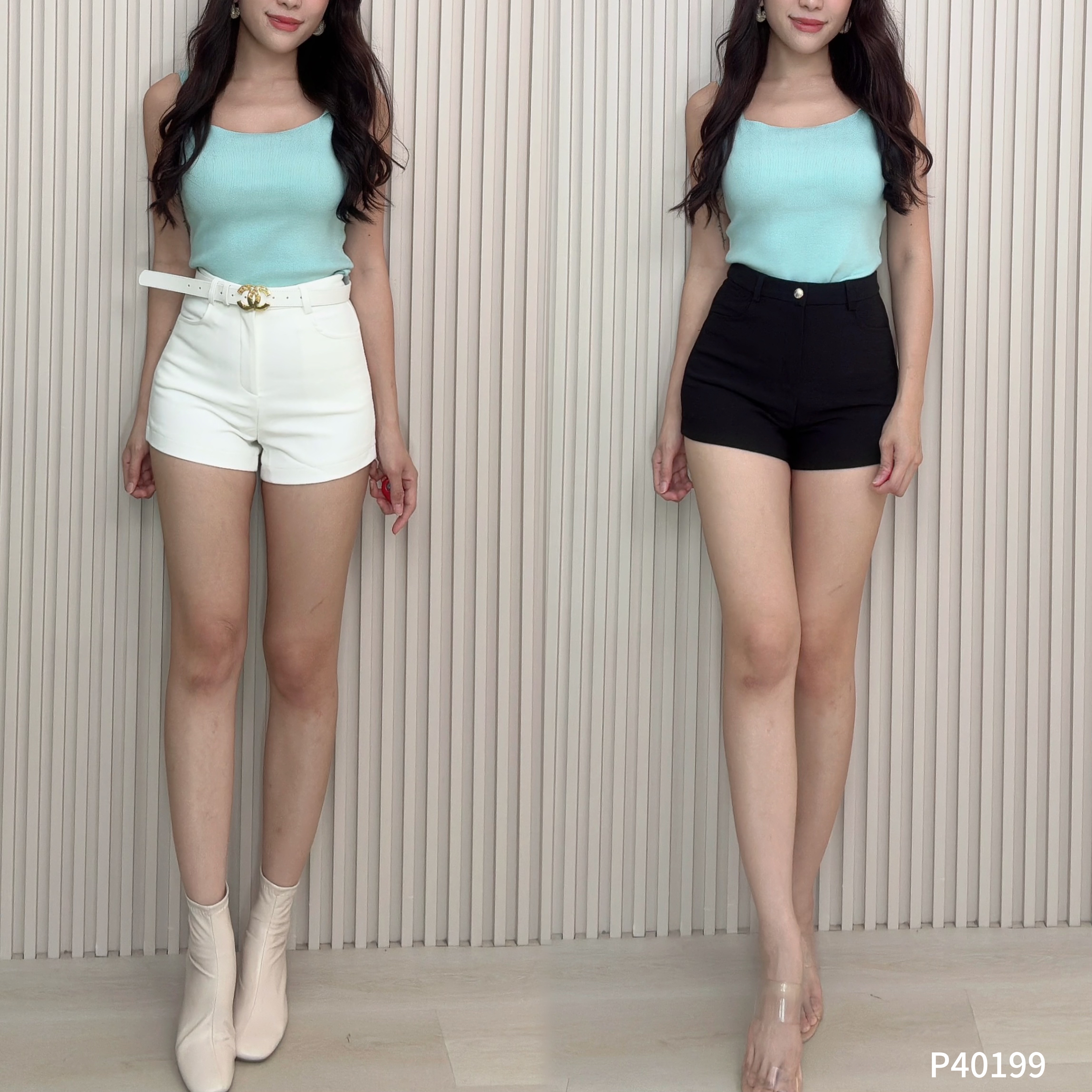 高级感显瘦阔腿高腰短裤 (P40199)-La'Belle Fashion Boutique Sdn Bhd