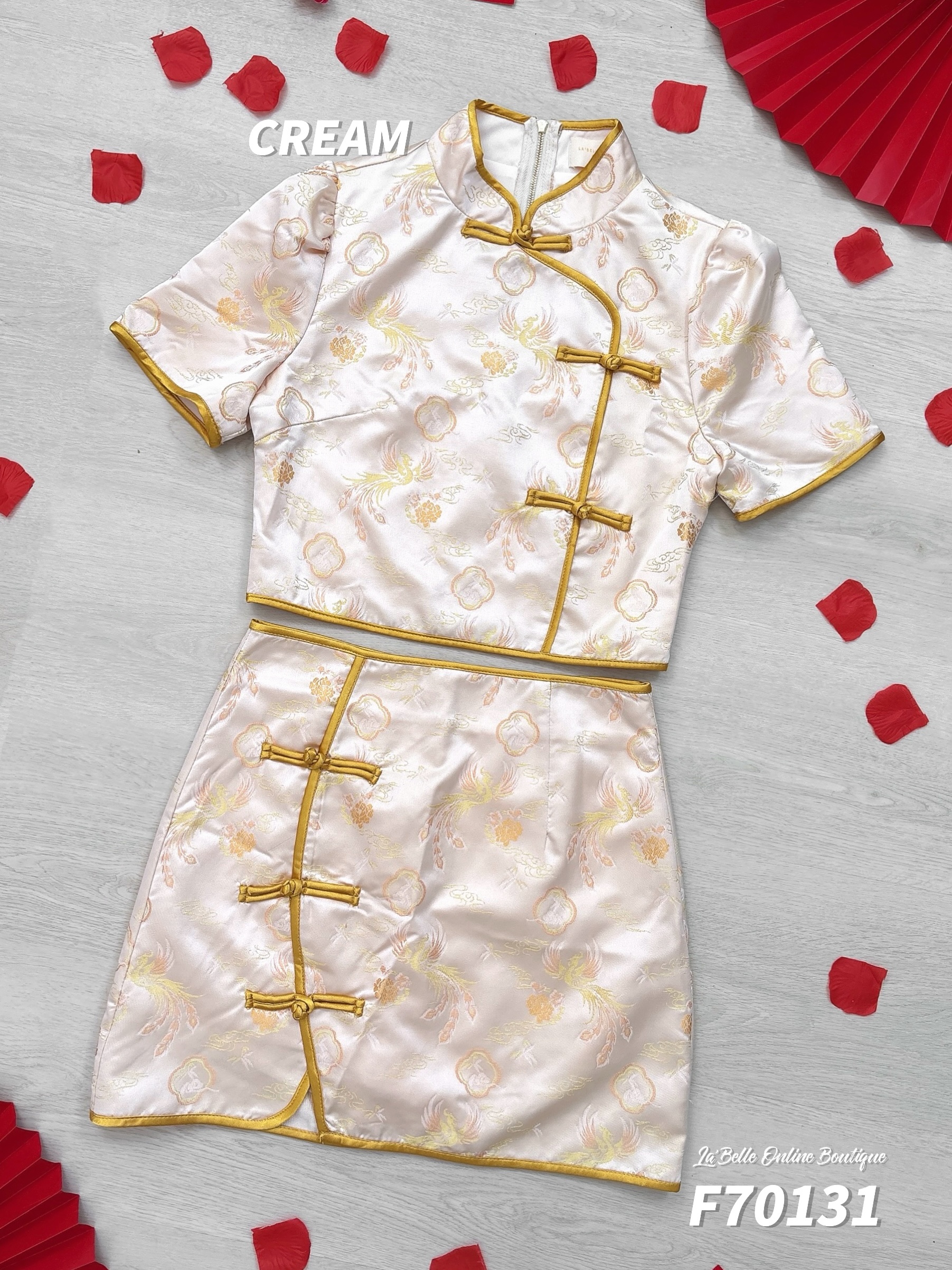 【LBP亲子系列-凤舞云霞】时尚改良版凤凰图旗袍两件套【妈妈款】 (F70131)-La'Belle Fashion Boutique Sdn Bhd