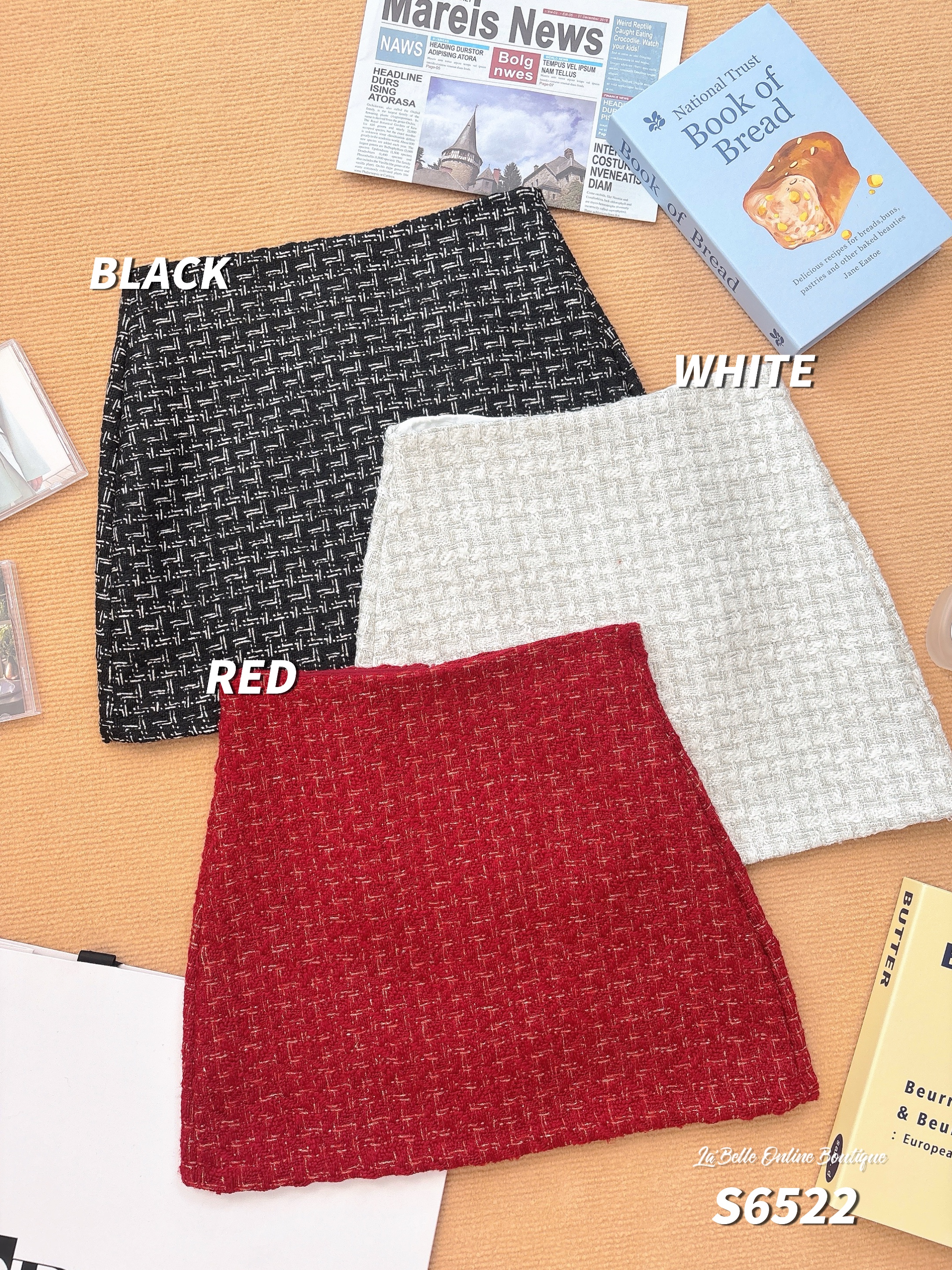 气质小香风A字高腰短裙 (S6522)