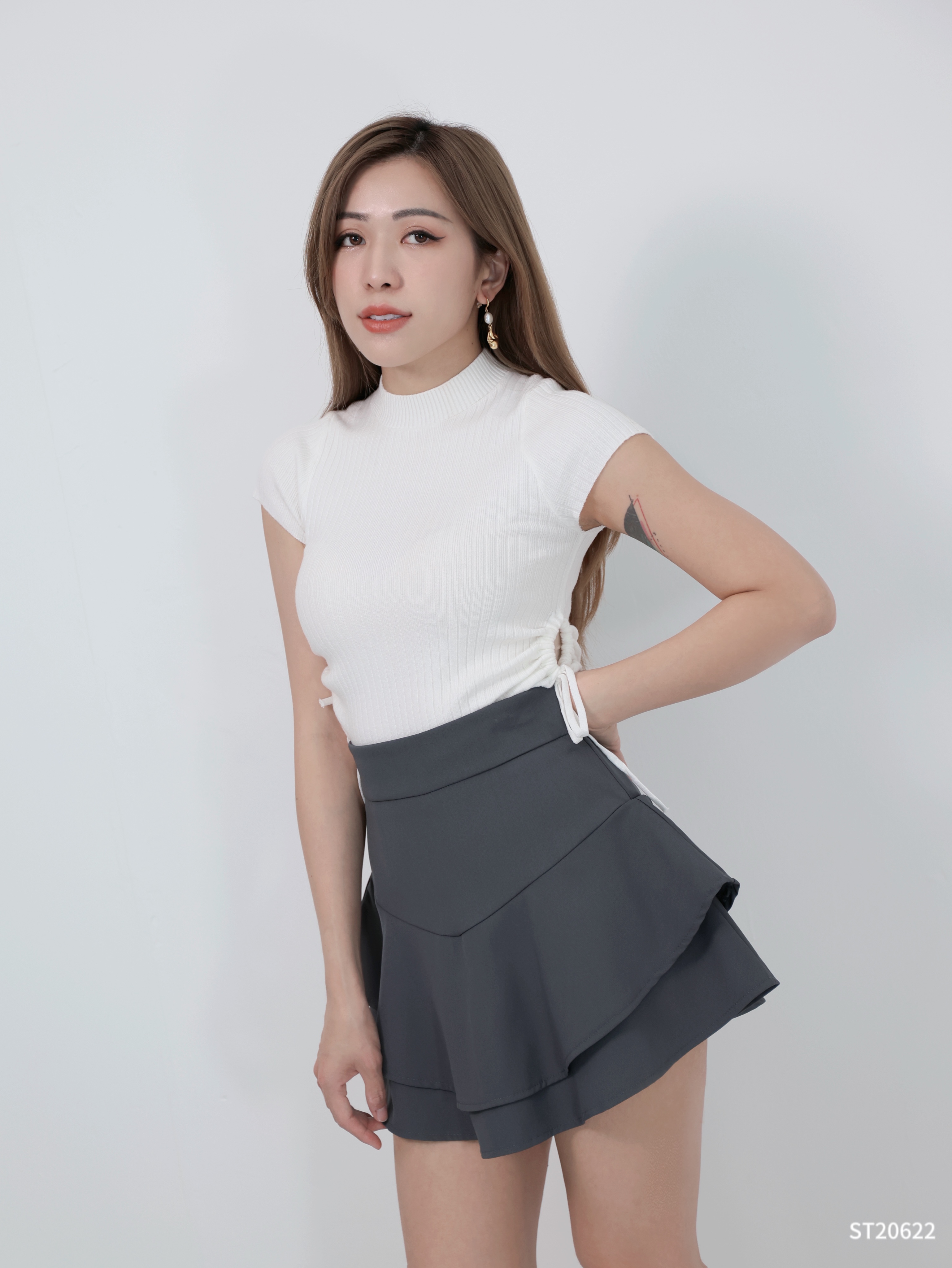 LBP独家甜美多色系高腰双层蛋糕裤裙（ST20622）