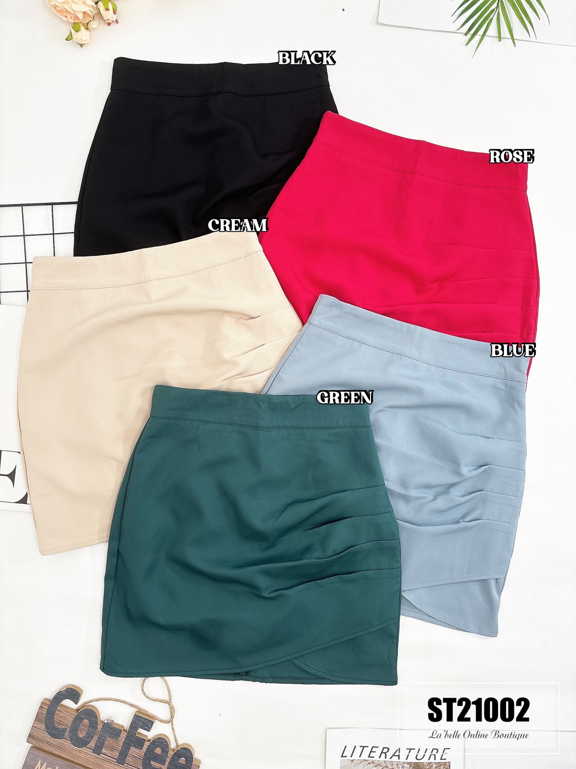 【LBP独家】设计感皱褶包臀高腰裤裙（ST21002）