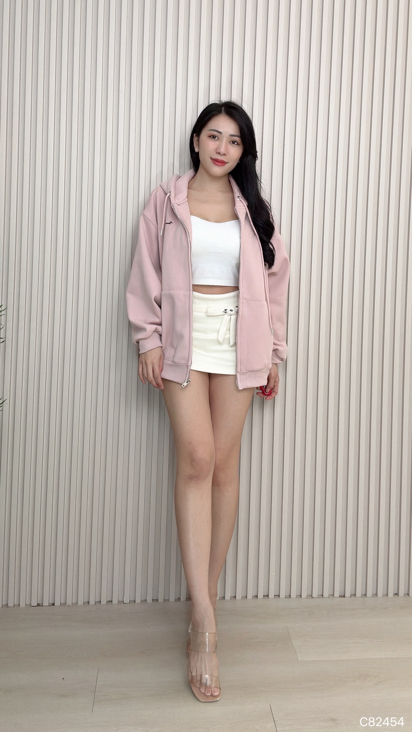 休闲字母刺绣连帽长袖上衣/外套  (C82454)