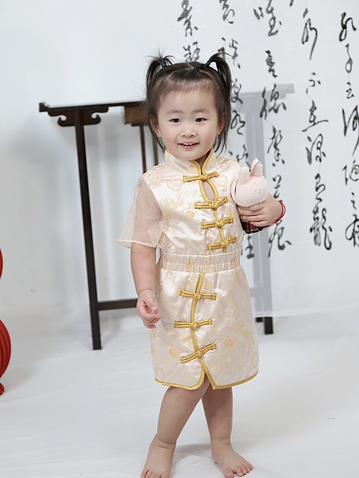 【LBP亲子系列-凤舞云霞】新中式可爱凤凰图旗袍连身裙【女童款】(F70133)-La'Belle Fashion Boutique Sdn Bhd