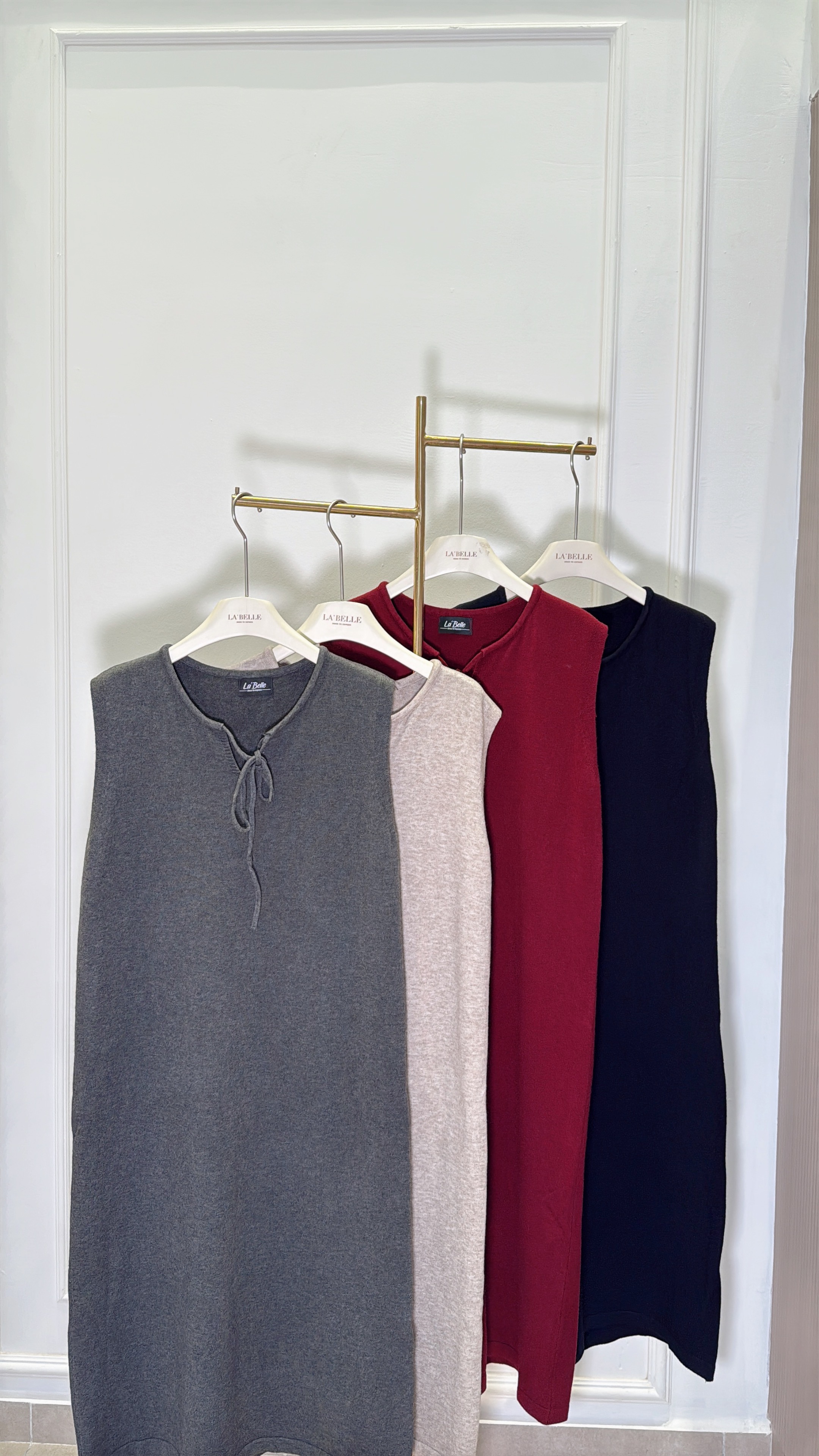 韩系领口系带设计无袖连身裙 (S6507)