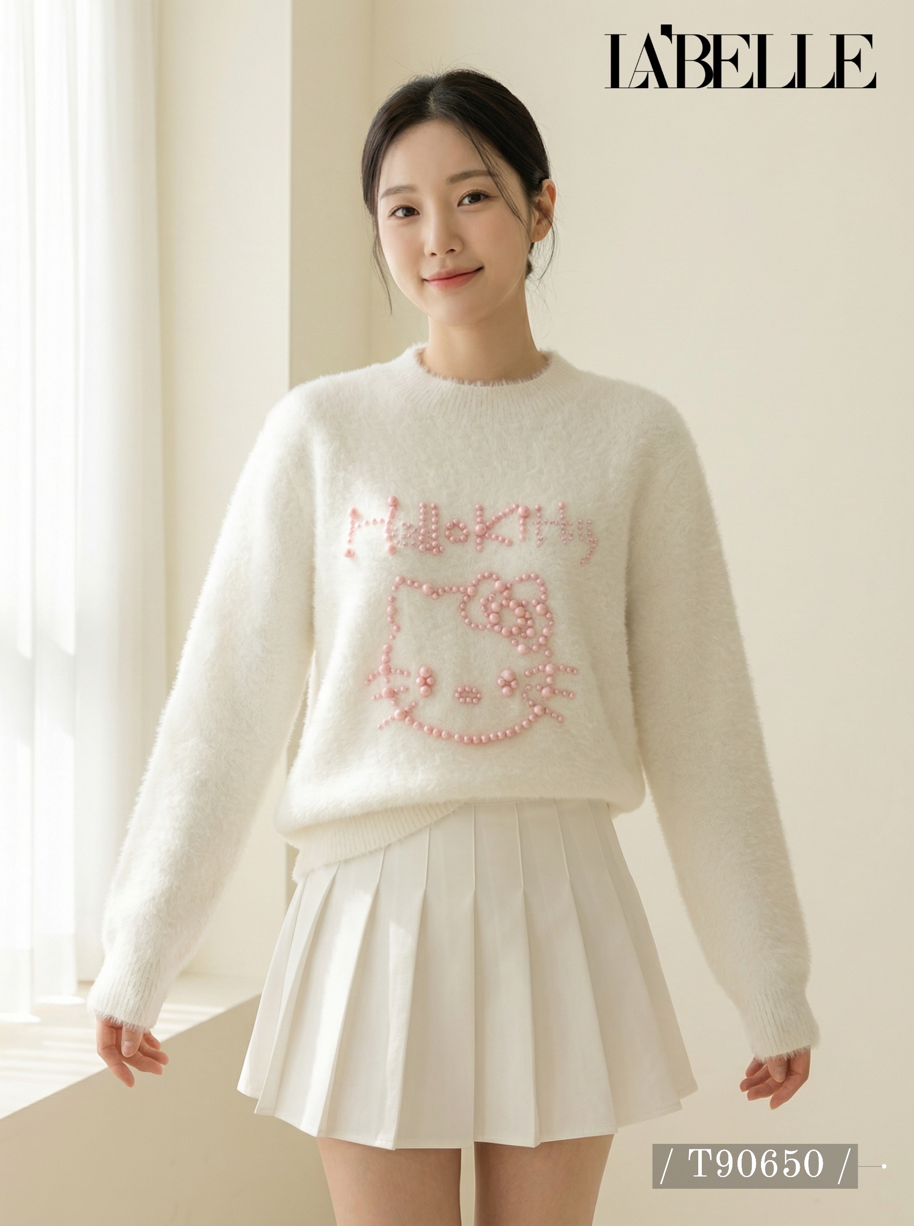 甜美钉珠hello kitty设计长袖上衣 （T90650）