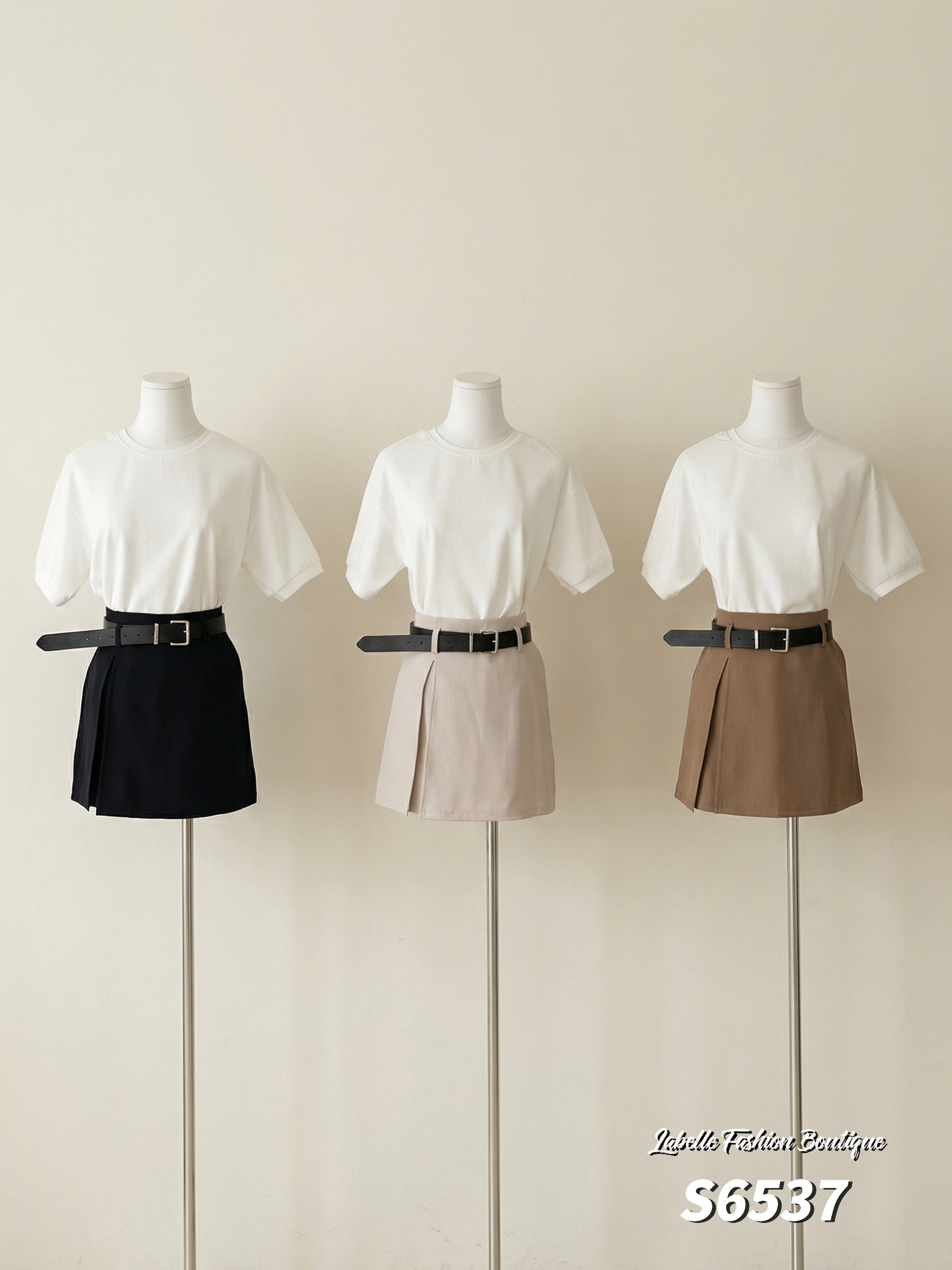 时尚百搭开叉设计高腰裤裙 (S6537)