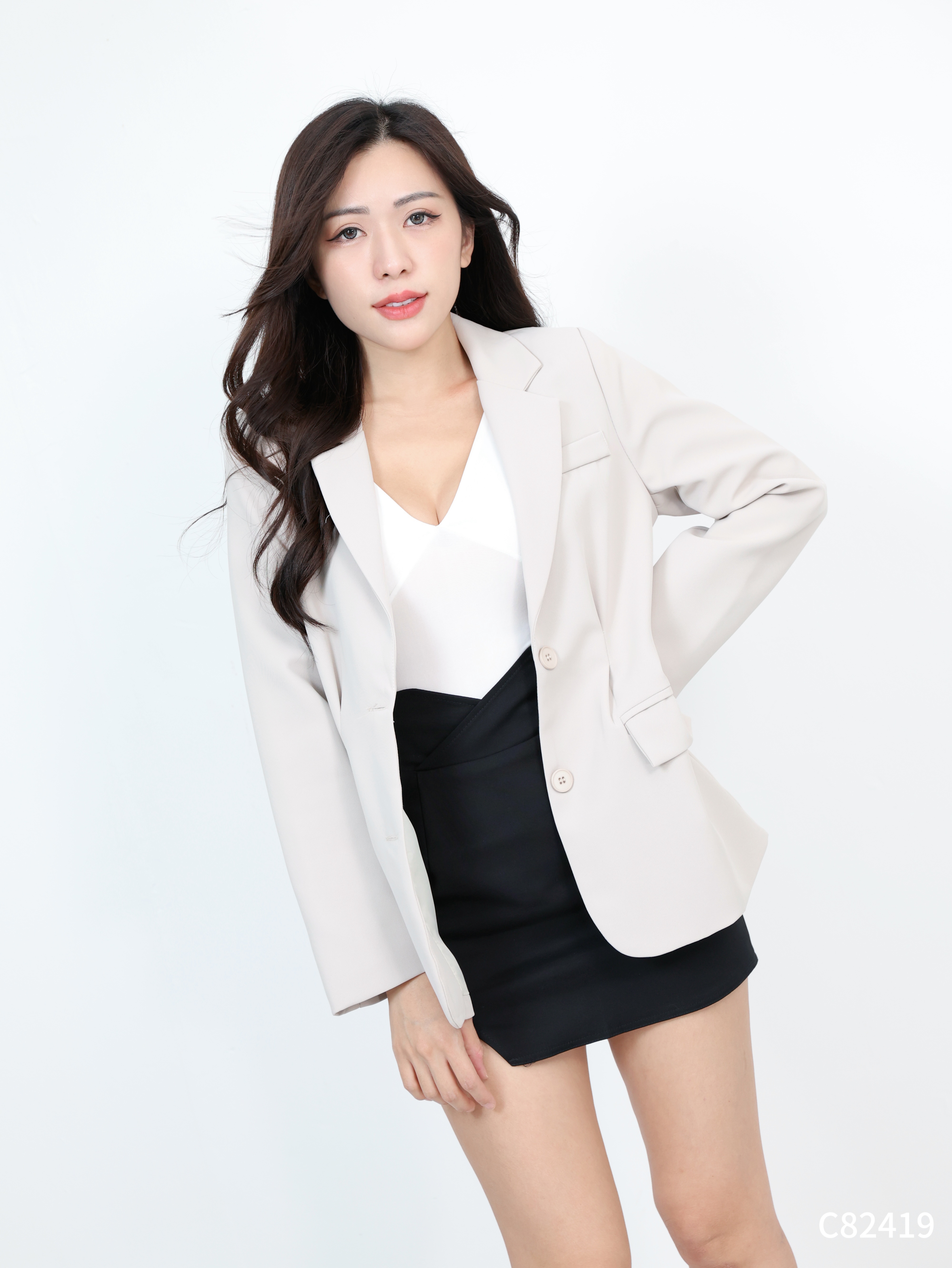 【LBP独家】高级感OL通勤V领外套 (C82419)-La'Belle Fashion Boutique Sdn Bhd