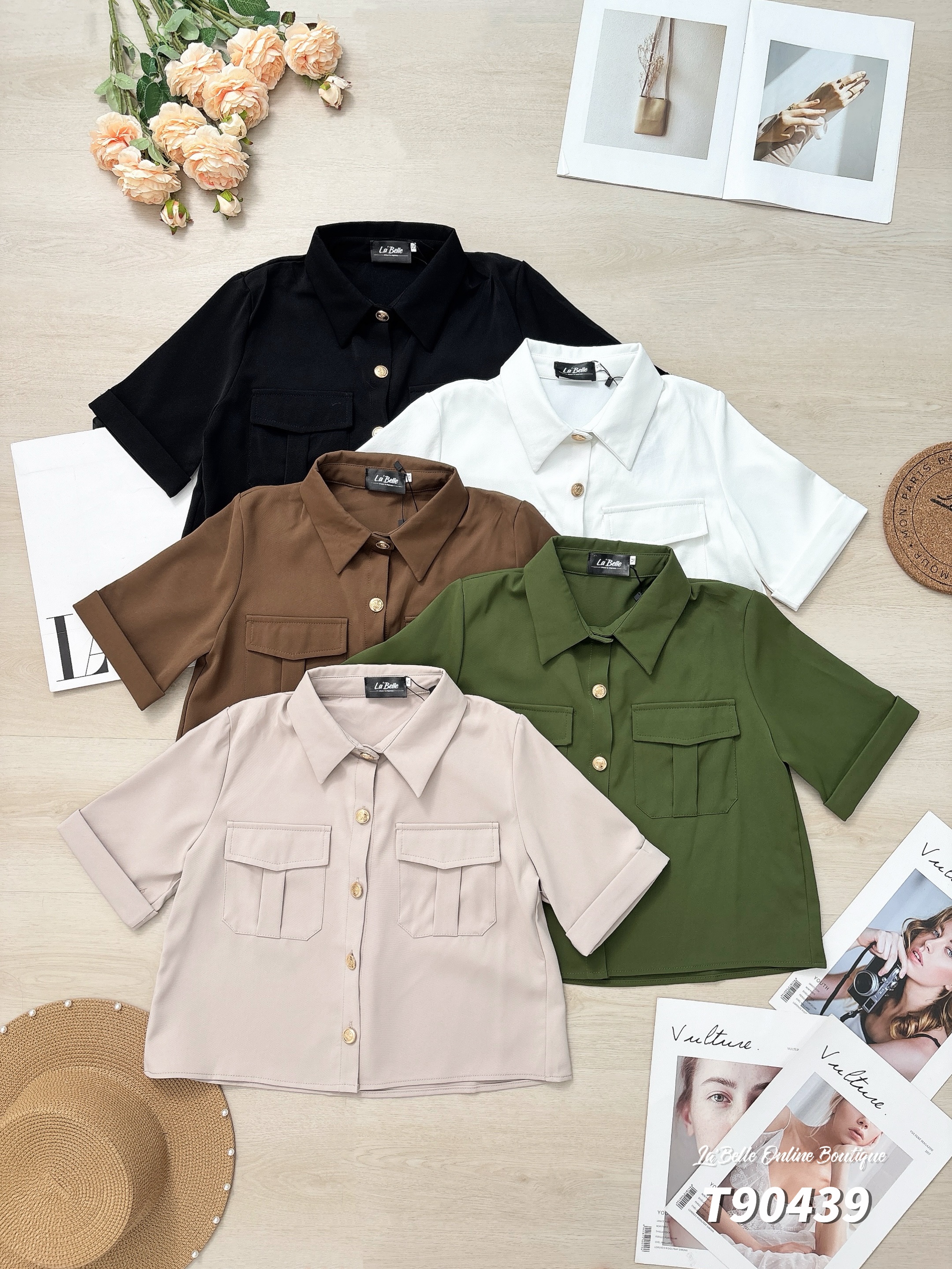 【LBP独家】时尚百搭翻领单排扣上衣（T90439）