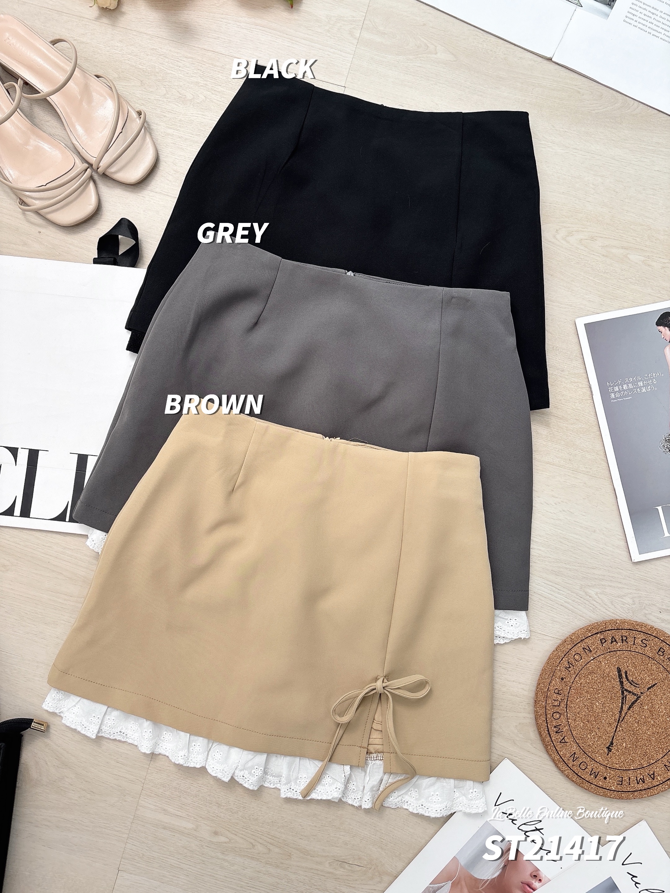 【LBP独家】韩系甜美风拼接款裤裙 (ST21417)