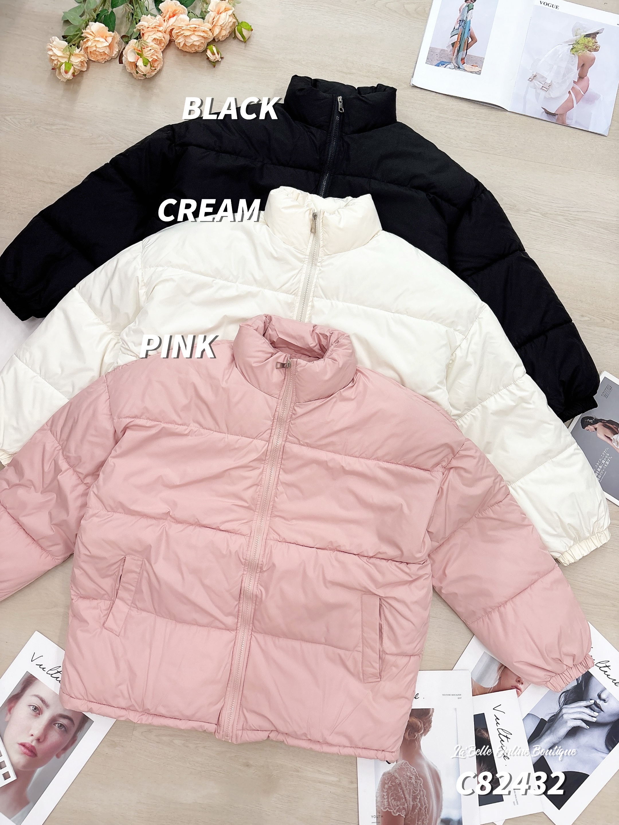 韩系宽松抽绳设计羽绒服 (C82432)-La'Belle Fashion Boutique Sdn Bhd