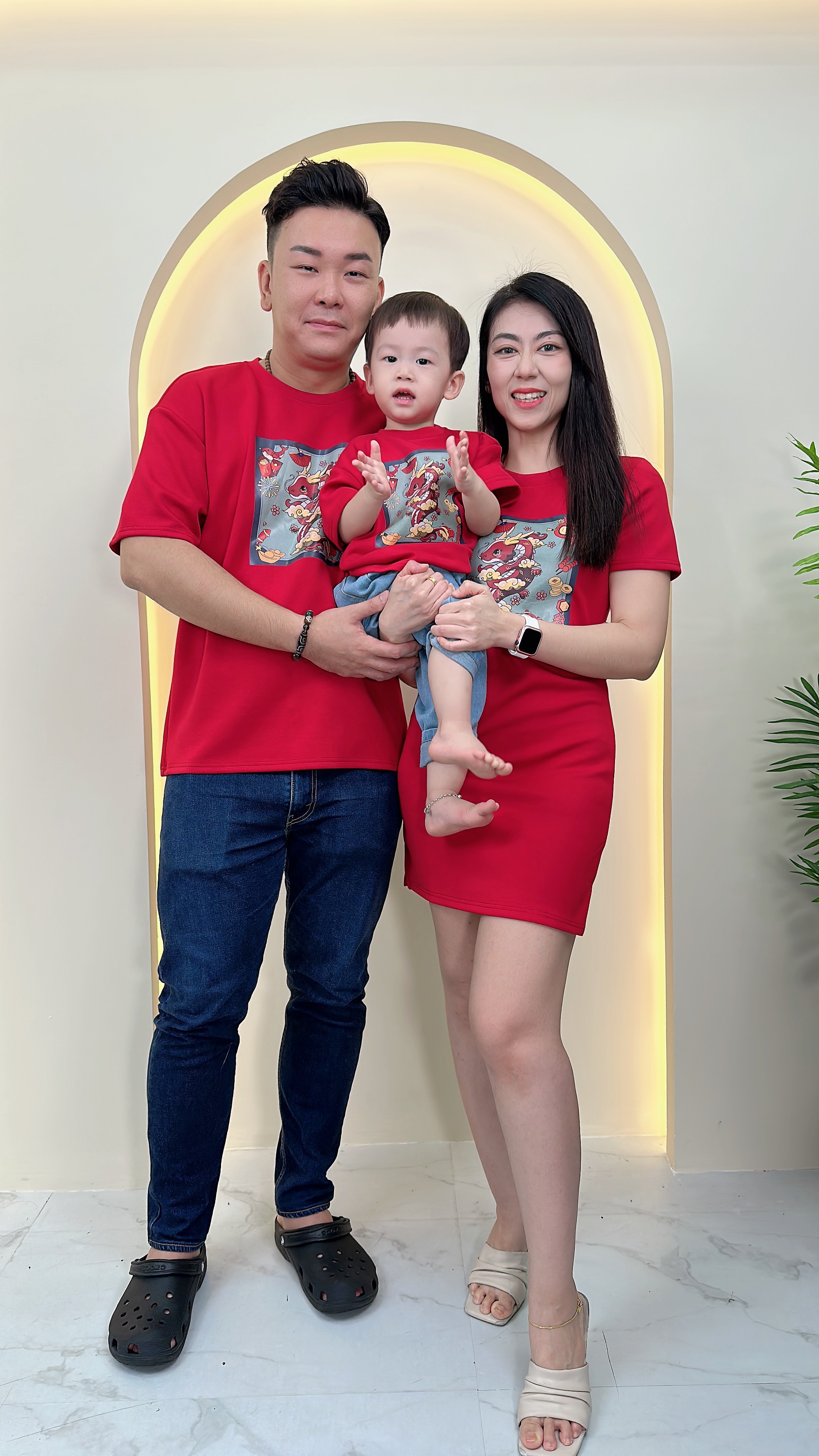 【LBP亲子系列】可爱小龙LB图案设计改良版现代旗袍连身裙【妈妈版】（F70111）