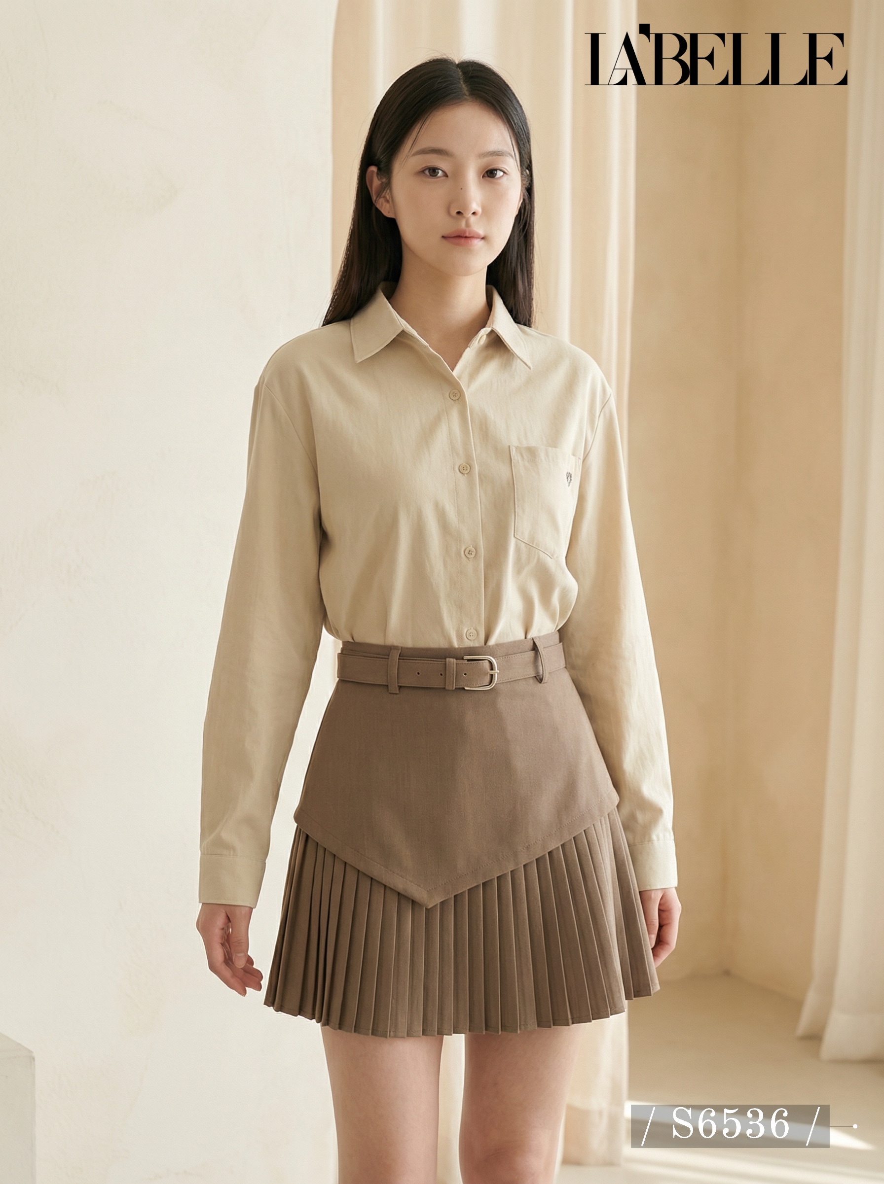 高级感不规则设计百褶高腰短裙 (S6536)