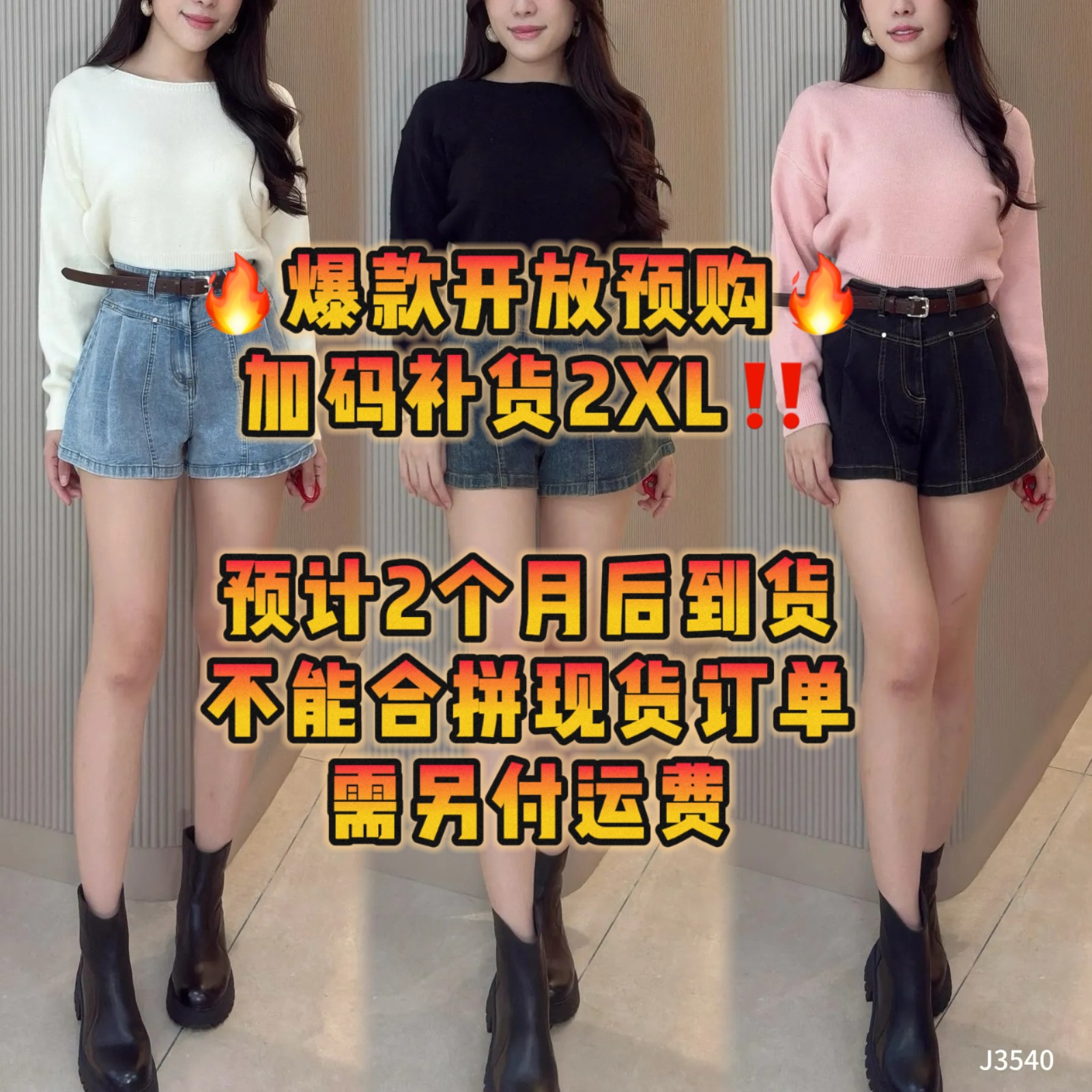 【预购PRE-ORDER】港风百褶设计A字阔腿高腰裤 (J3540)