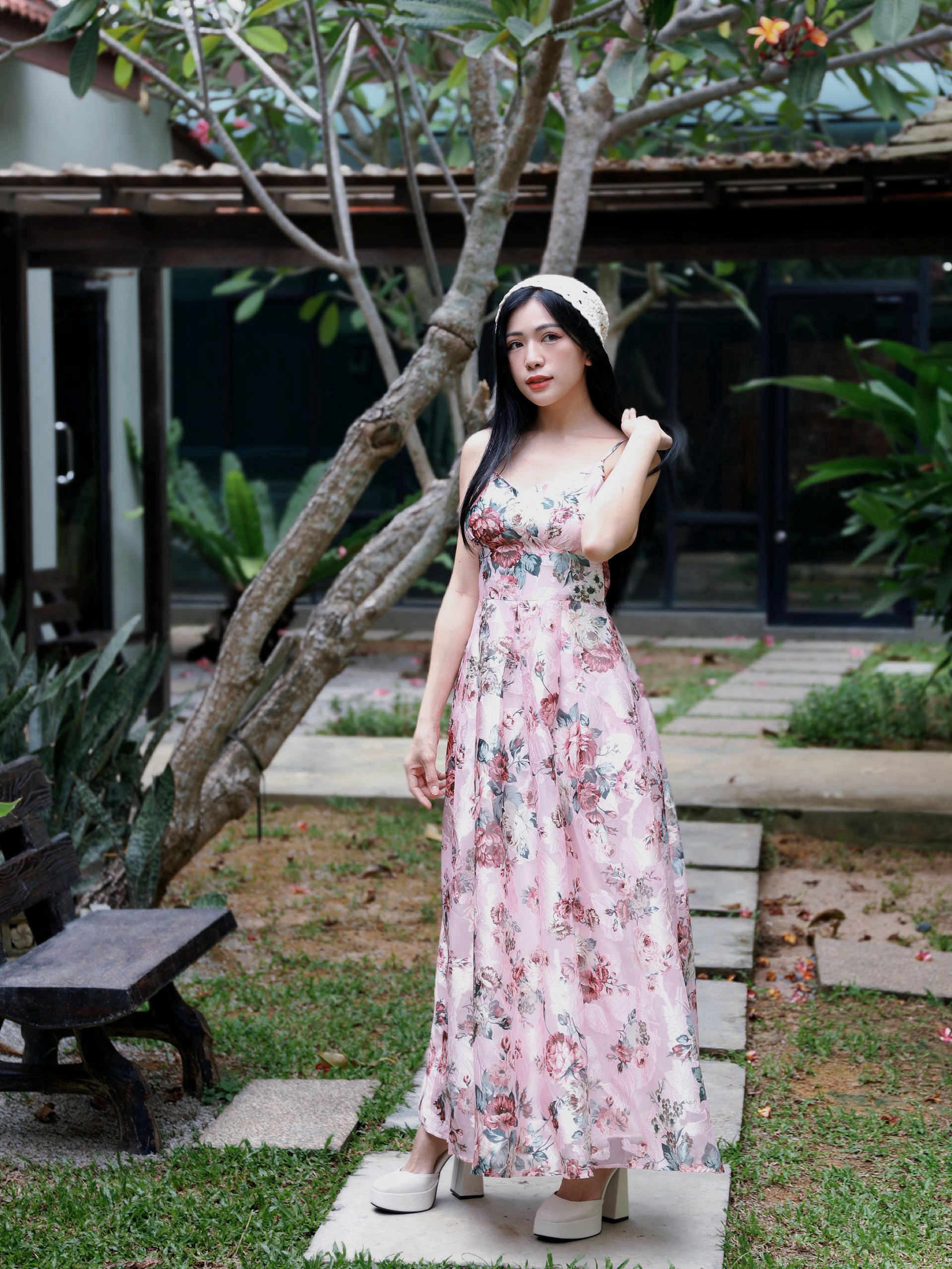 【LBP独家】绝美花仙子系印花设计伞状吊带连身裙 (ST21473)