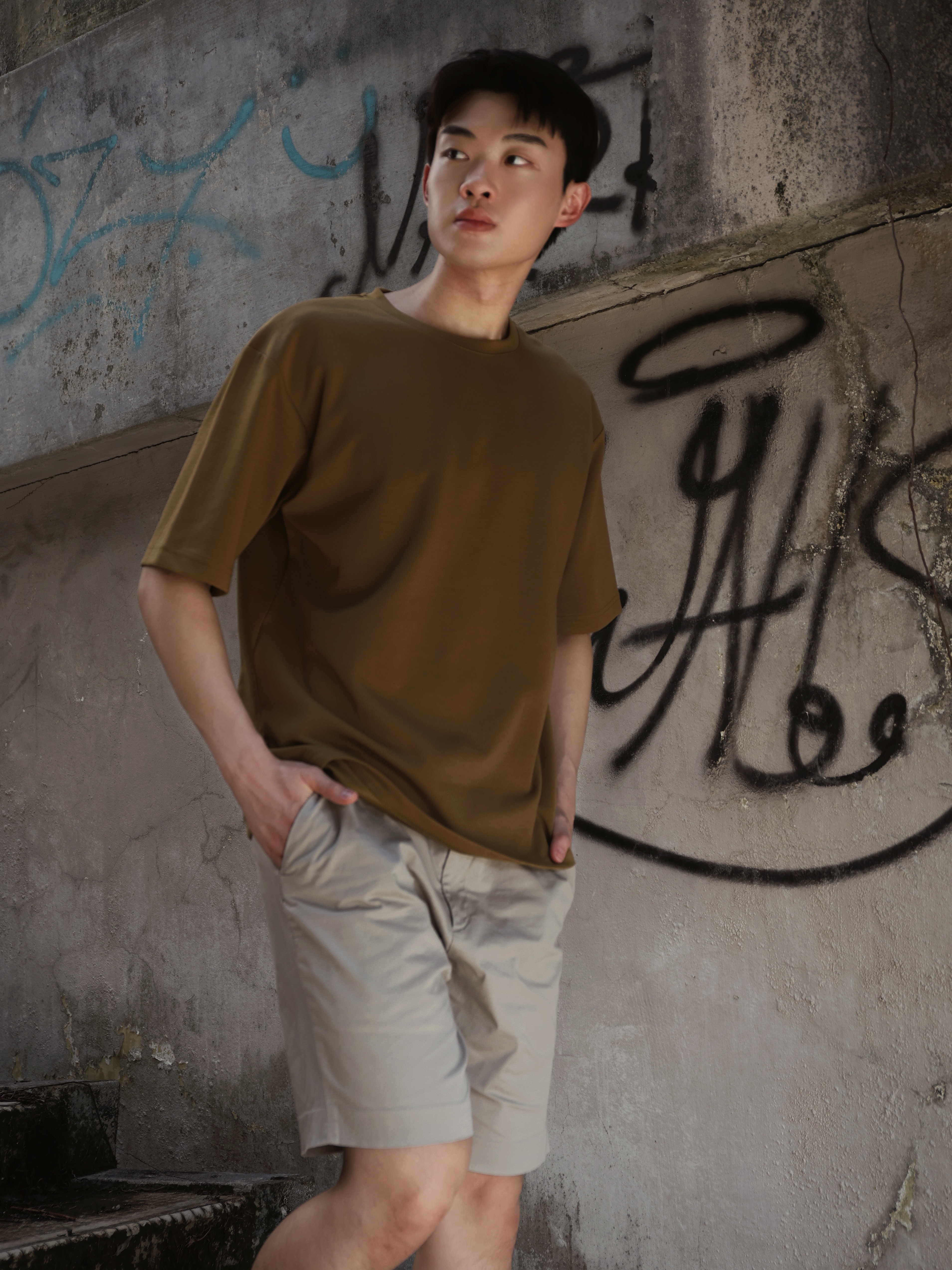 【STICKMEN】舒适圆领宽松OverSize上衣（SM100101 OLIVE）