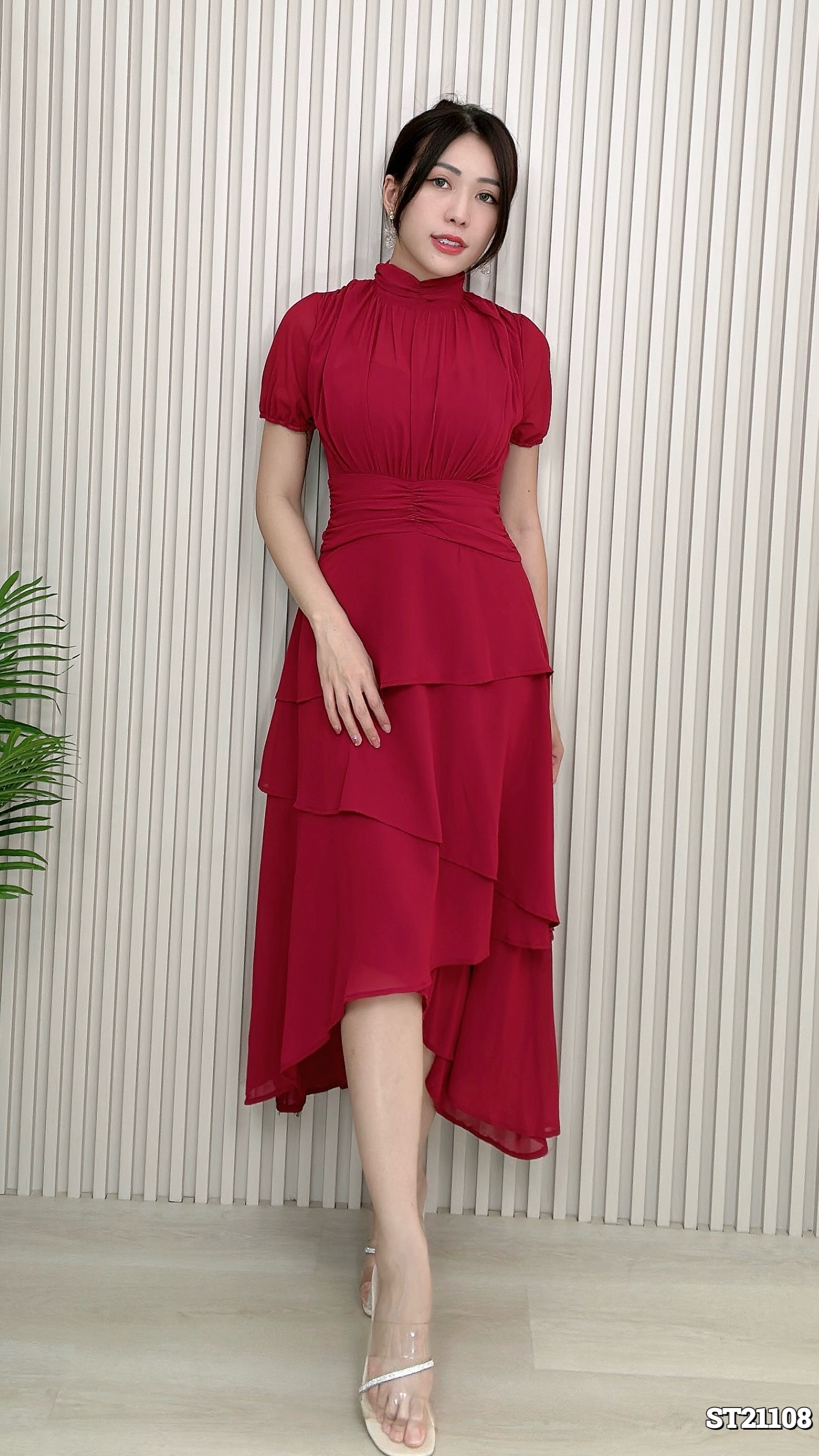 甜美褶皱收腰蛋糕连身裙 (ST21108) - 特价-La'Belle Fashion Boutique Sdn Bhd