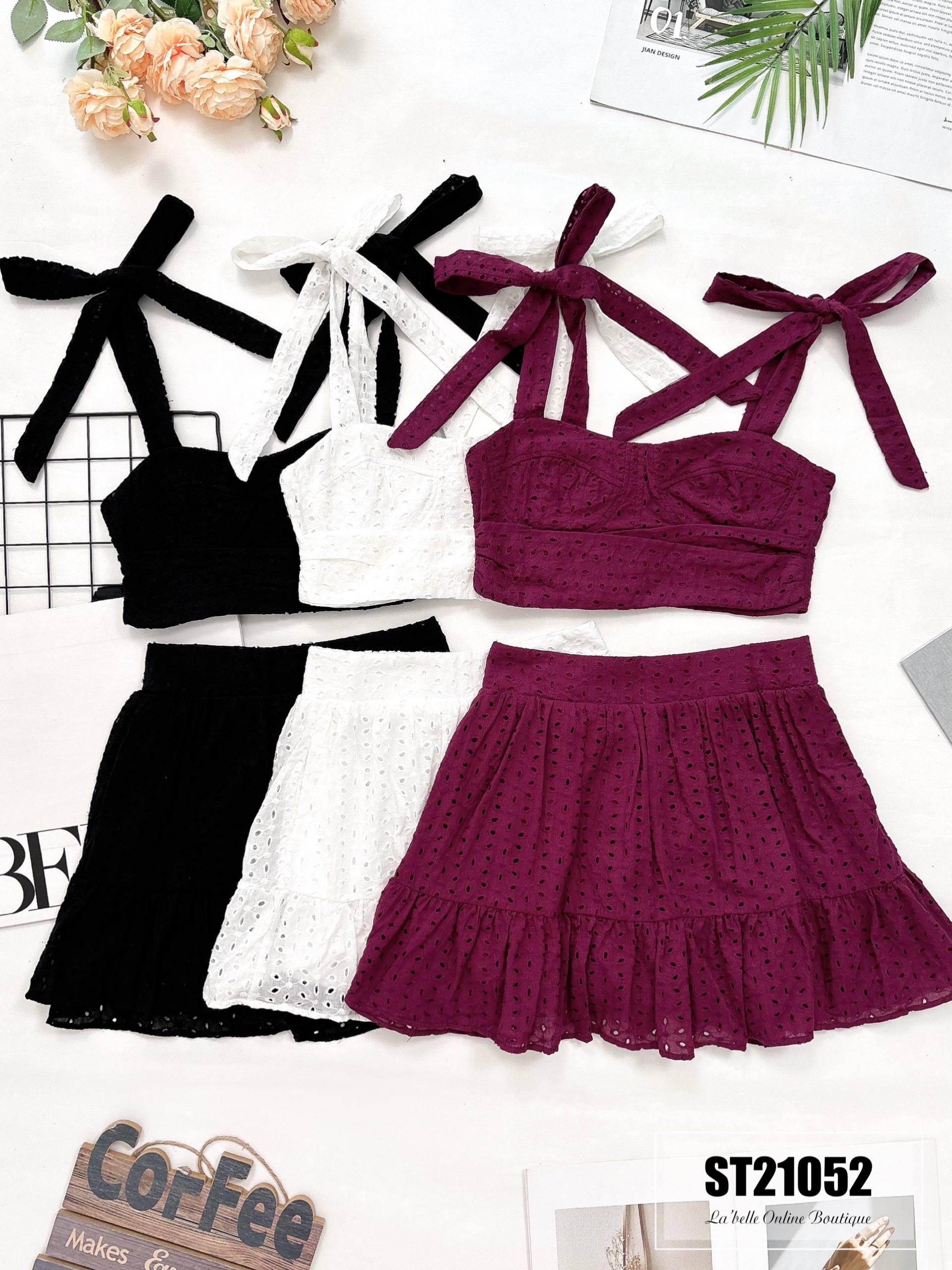 【LBP独家】温柔通花两件套 (ST21052) - 特价-La'Belle Fashion Boutique Sdn Bhd