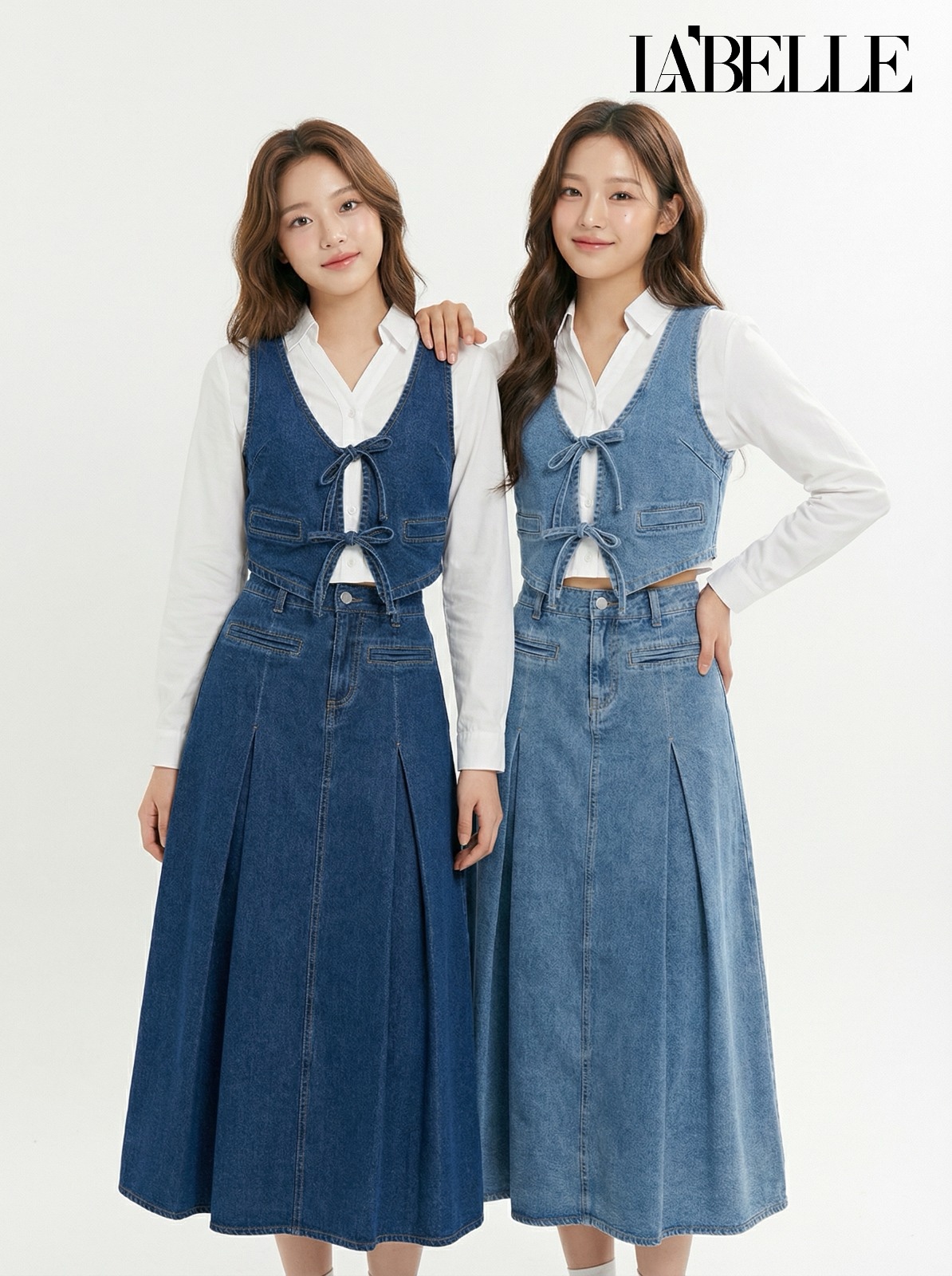 复古酷风牛仔两件套 (ST21603)