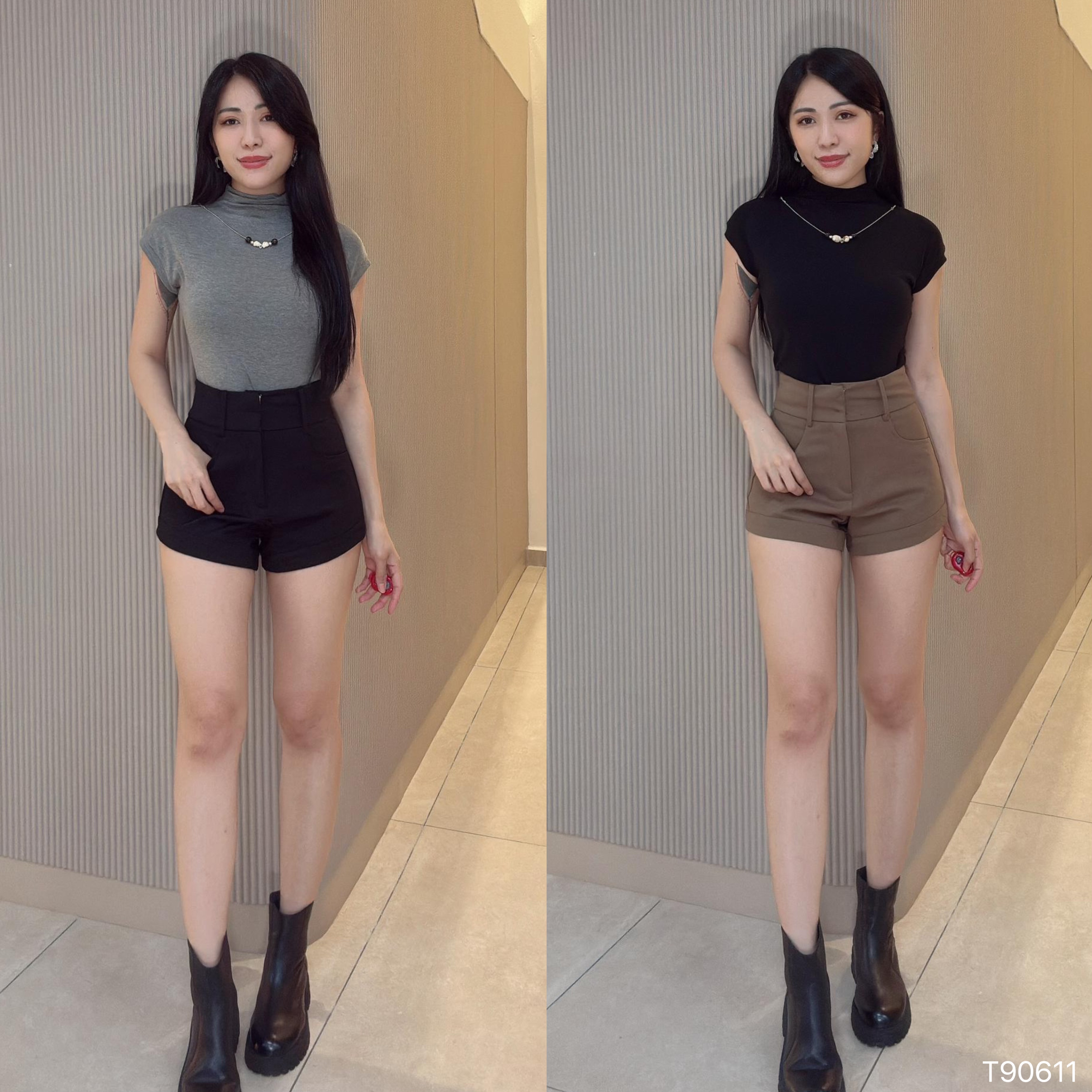 百搭纯色半高领上衣 (T90611)