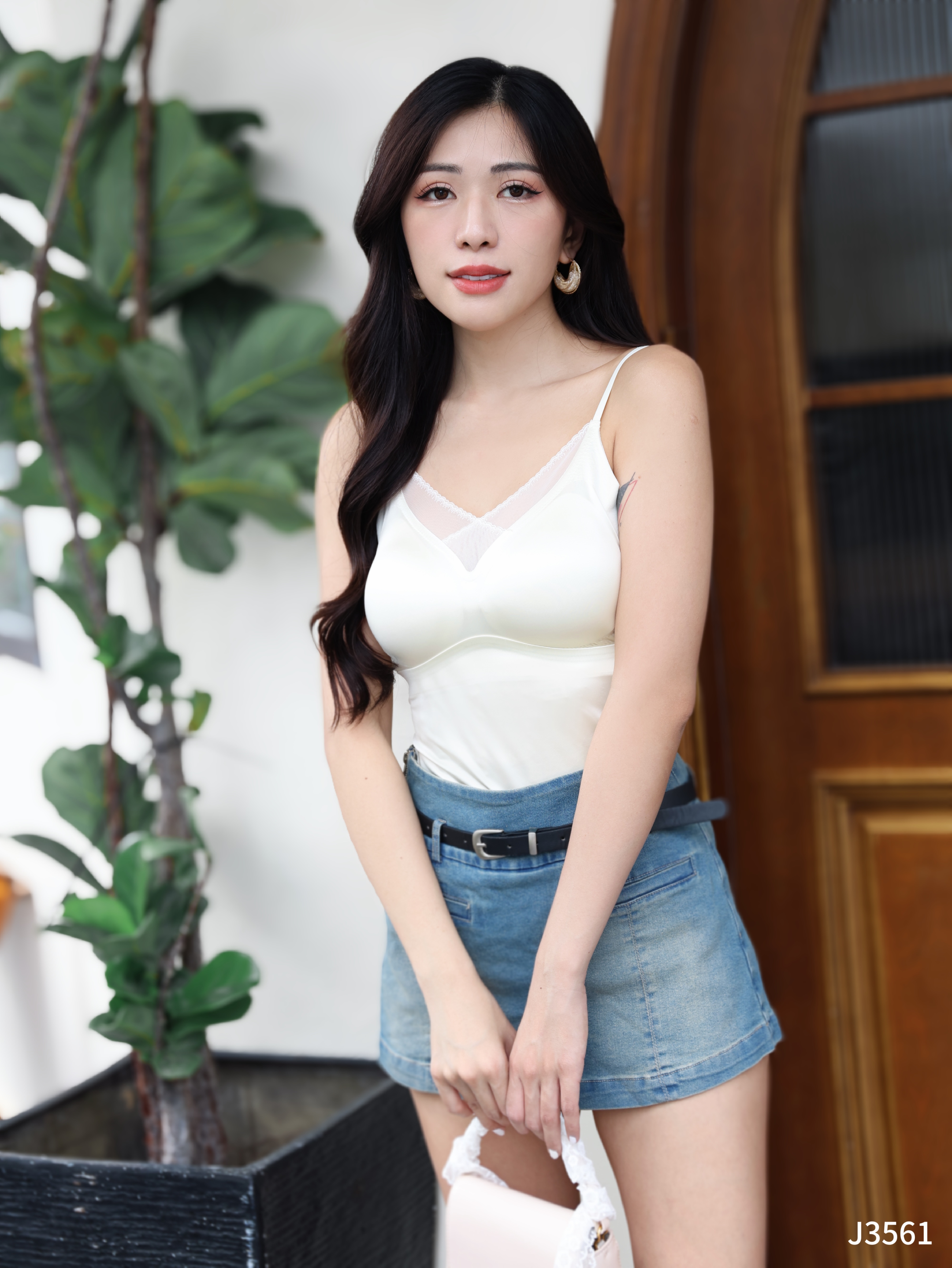 【LBP独家】酷帅A字高腰牛仔裤裙 (J3561)