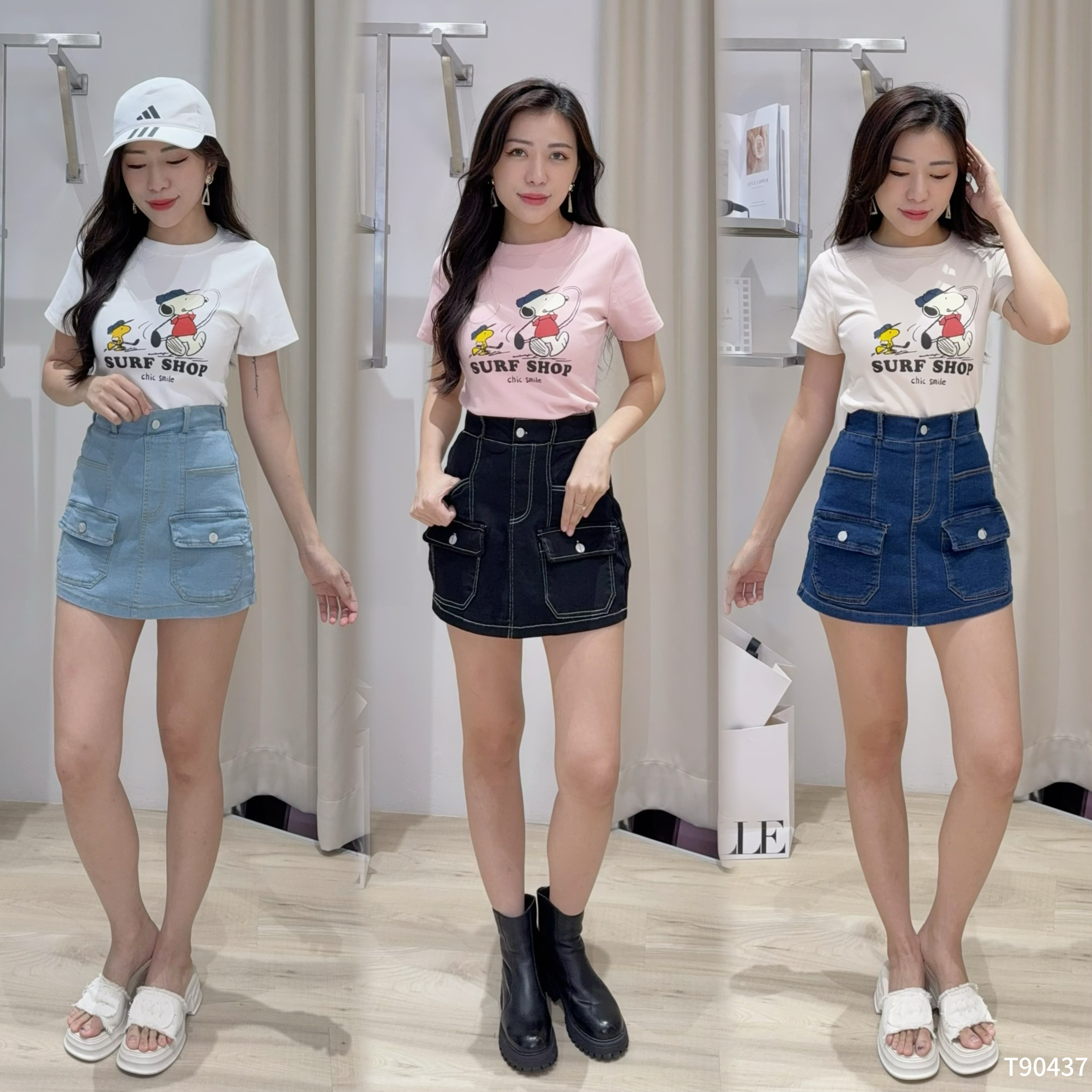 减龄卡通印花圆领T恤 (T90437)