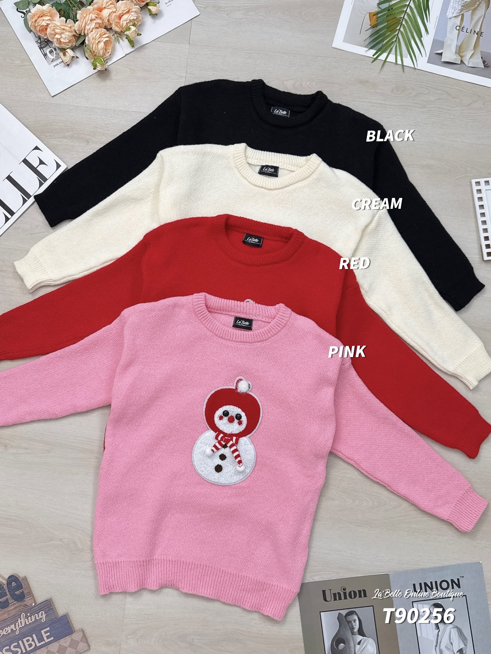 百搭立体圣诞雪人长袖上衣 (T90256)-La'Belle Fashion Boutique Sdn Bhd