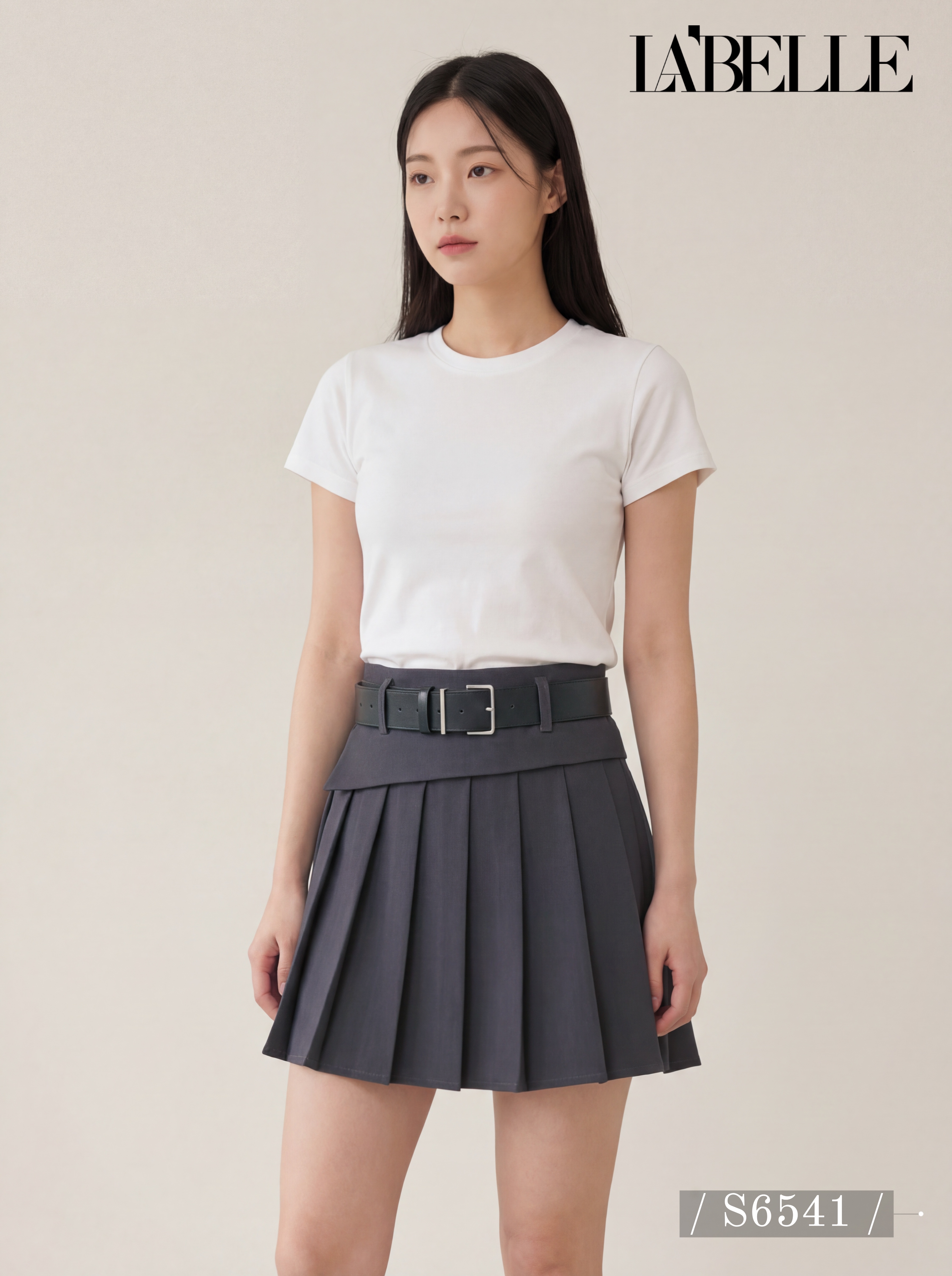 学院风A字不规则百褶高腰短裙 (S6541)