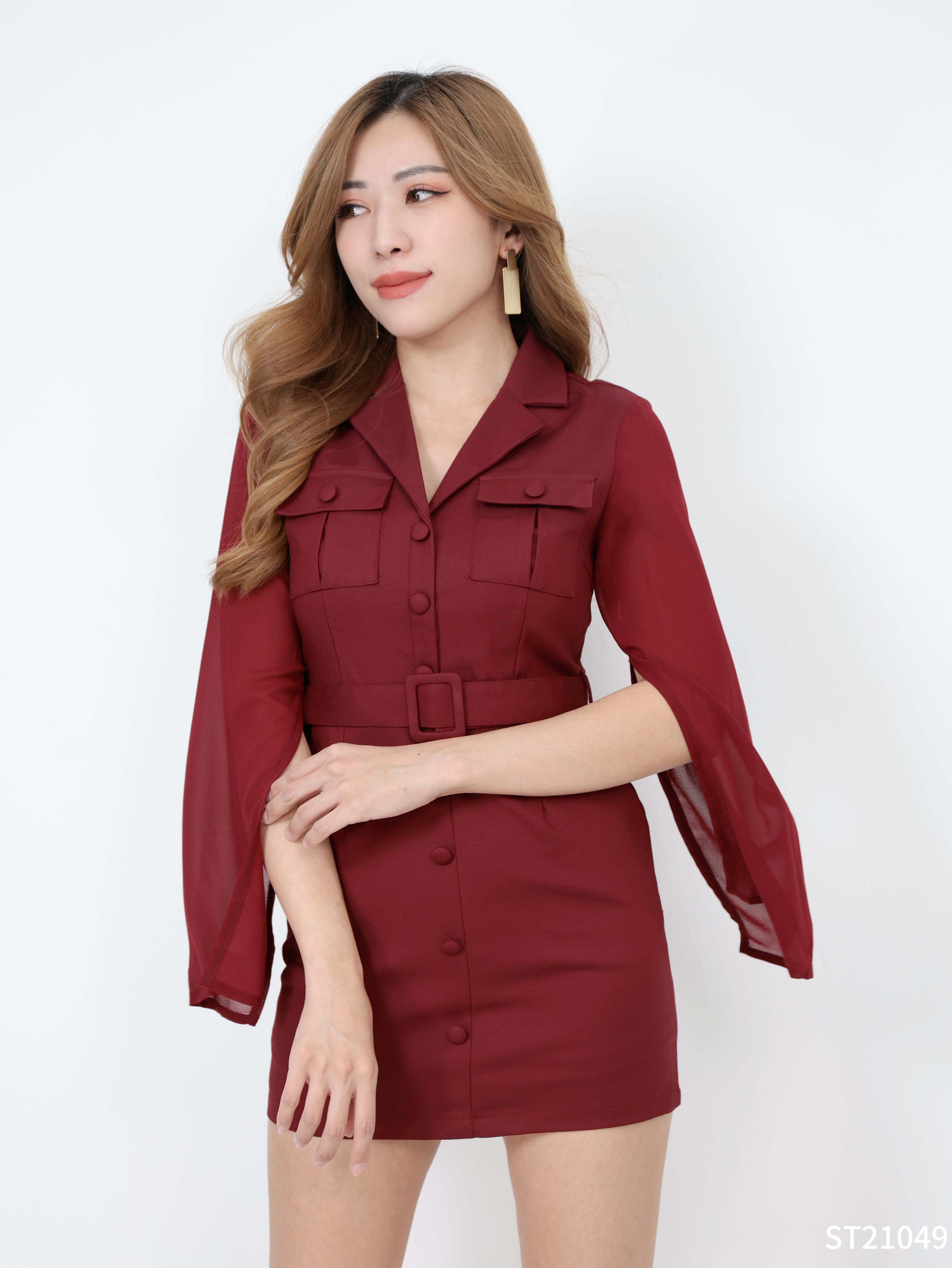 【LBP独家】主管风假纽扣连身裤裙 (ST21049) - 特价-La'Belle Fashion Boutique Sdn Bhd