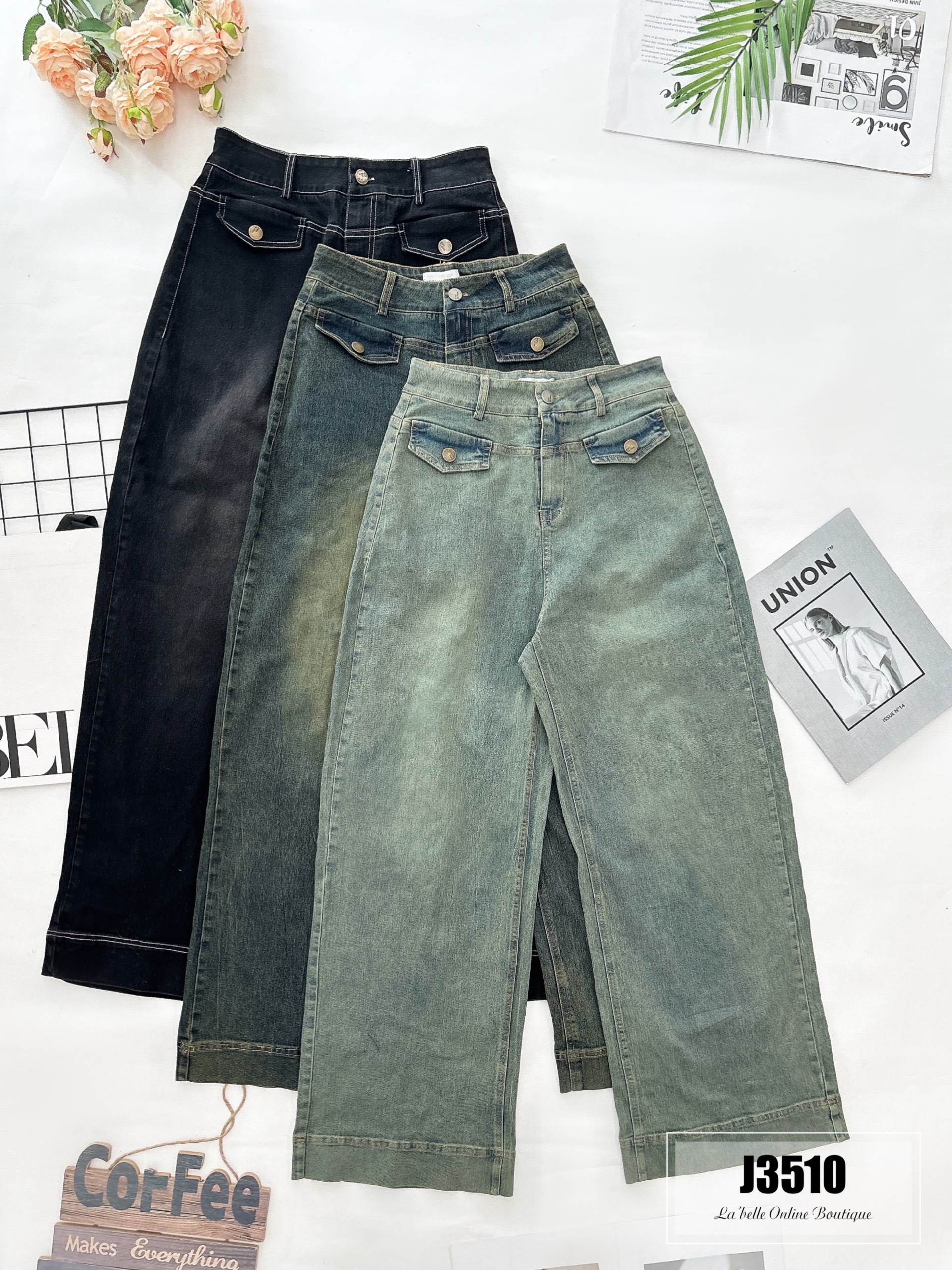 【LBP独家】复古垂感阔腿长裤 (J3510)-La'Belle Fashion Boutique Sdn Bhd