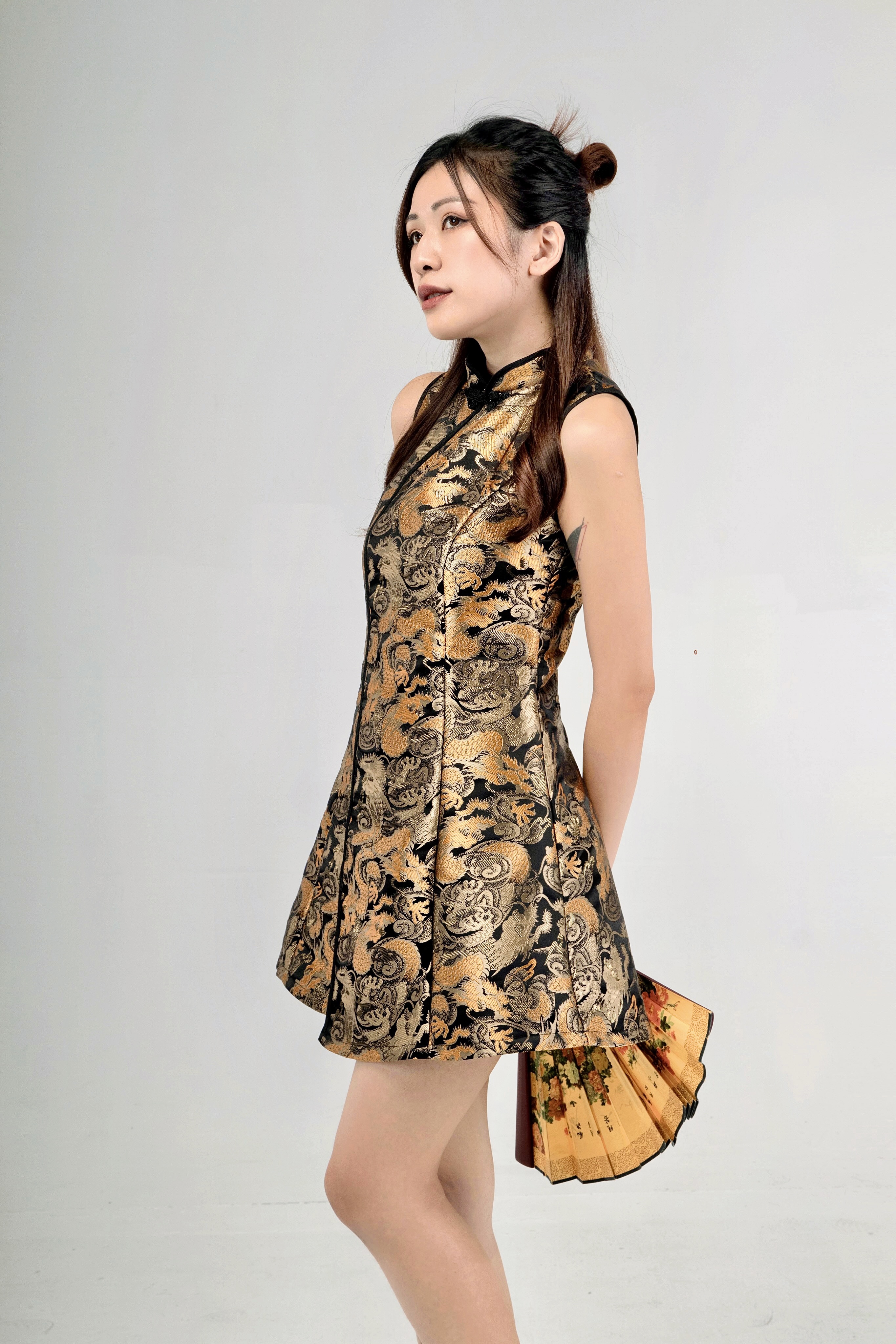 【LBP独家】复古明朝龙纹设计改良版旗袍连身裙（ST20552）