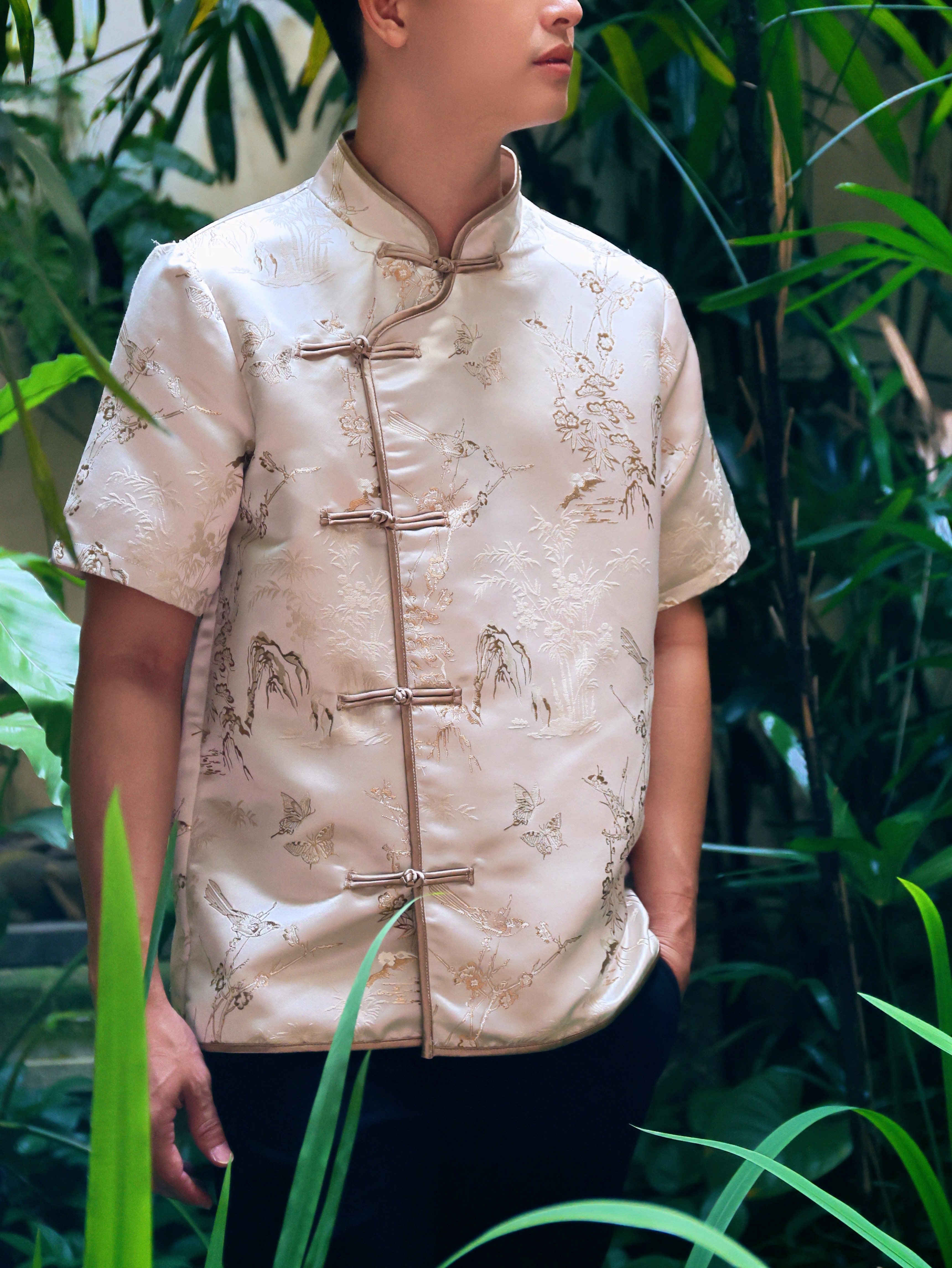 【LBP GXFC 独家新年系列-蝶意莺情】新中式国风金丝鸟蝴蝶提花唐装上衣 (T90248)-La'Belle Fashion Boutique Sdn Bhd