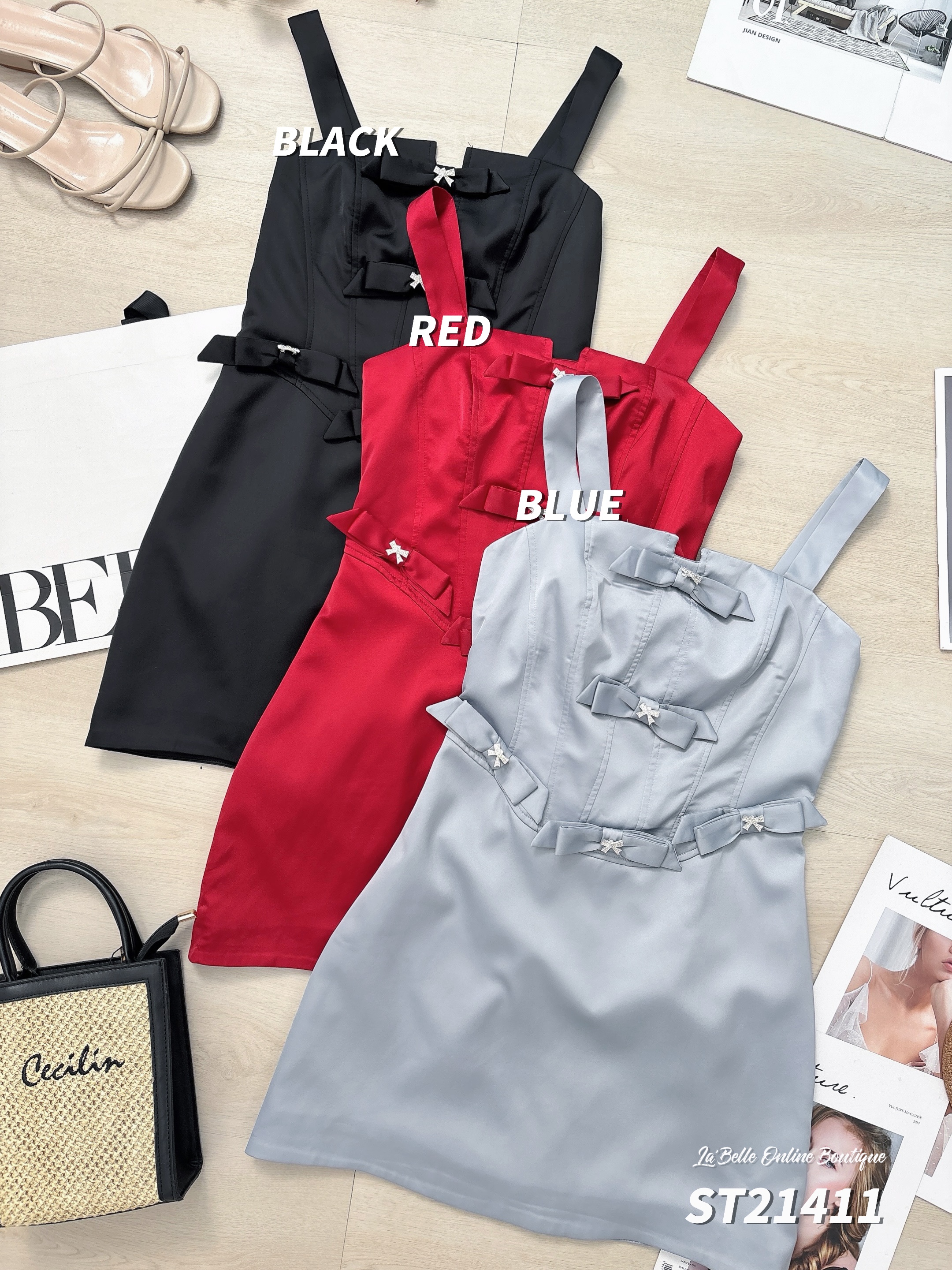 【LBP独家】高级感蝴蝶结设计宽带连身裙 (ST21411)