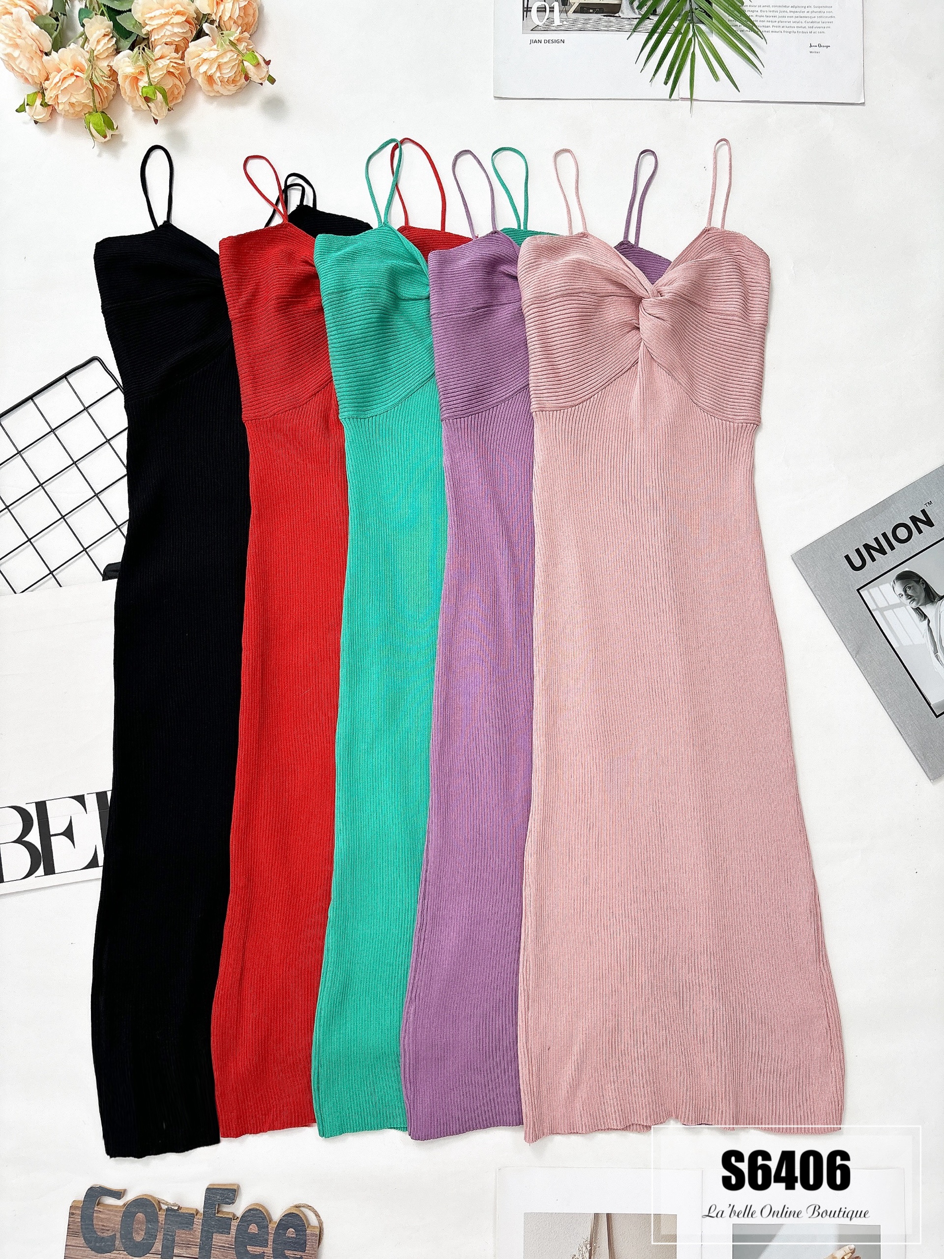 气质螺旋设计吊带连身裙 (S6406) - 特价-La'Belle Fashion Boutique Sdn Bhd