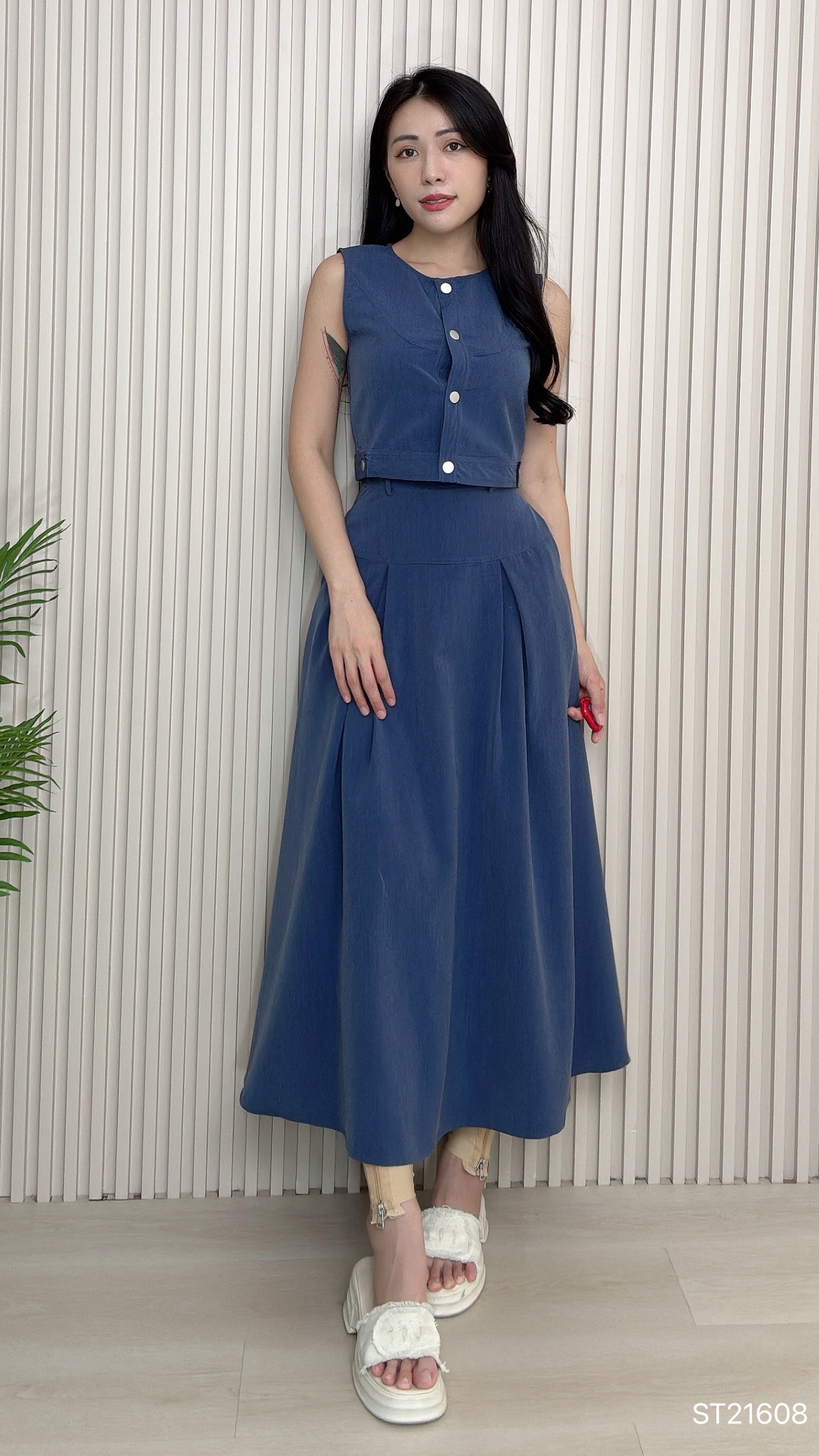 简约牛仔质感两件套 (ST21608)