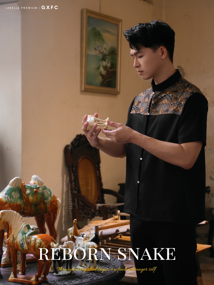 【LBP GXFC 独家新年系列-小龙蜕鳞】独特中国风云海岸纹唐装上衣 (T90208)-La'Belle Fashion Boutique Sdn Bhd